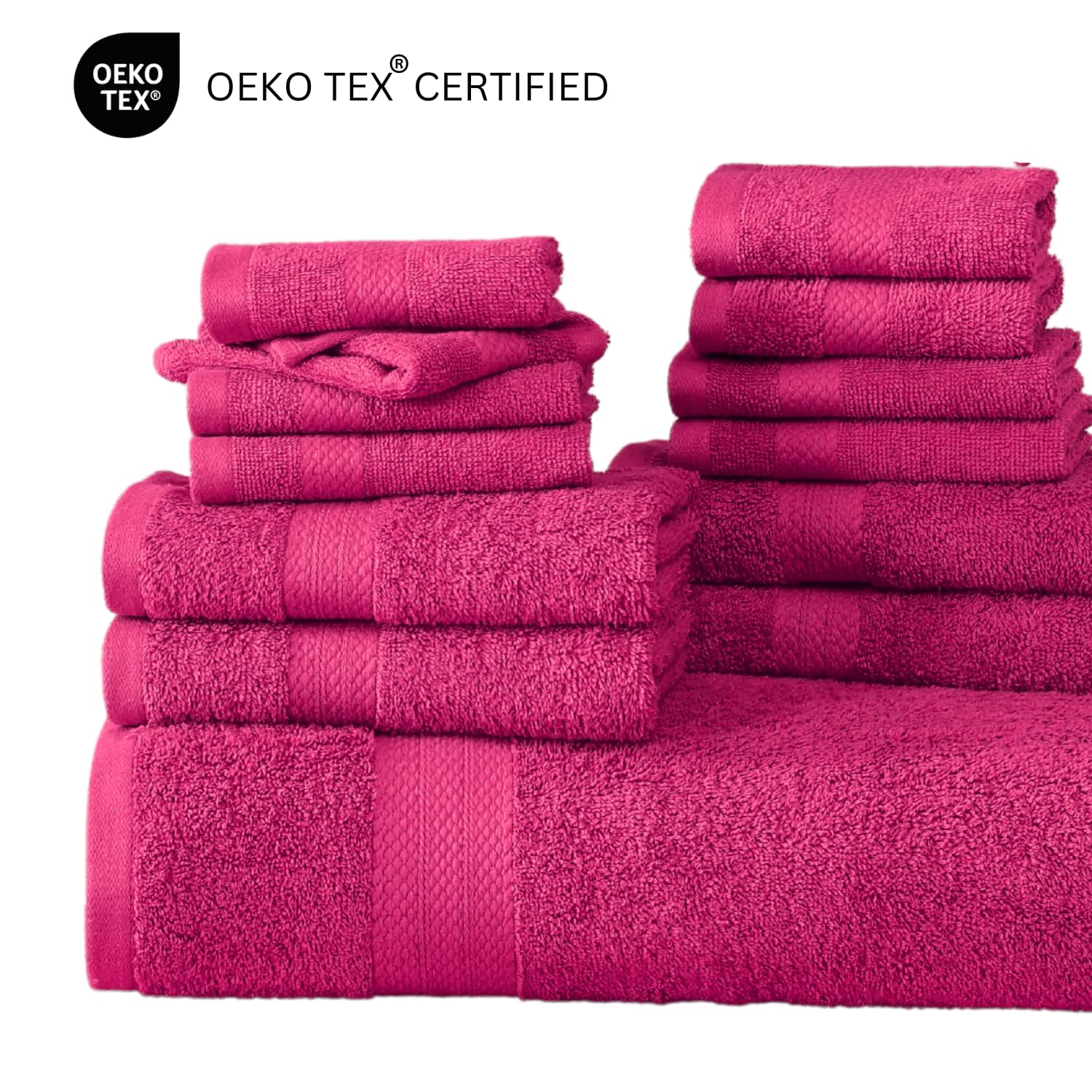 Foto 7 | Juego De Toallas De Baño Lane Linen, 18 Unidades, 100% Algodón, Fucsia - Venta Internacional.