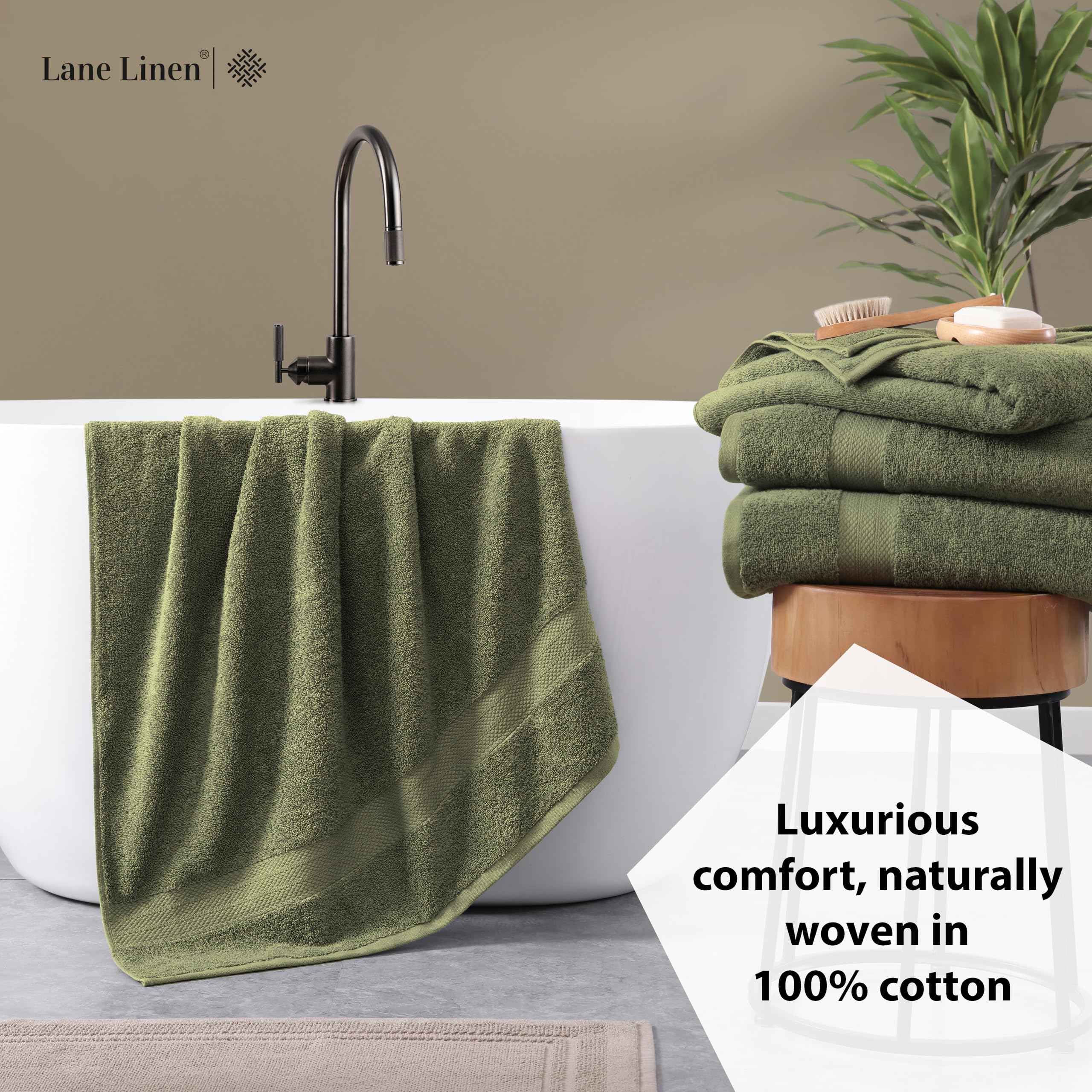 Foto 4 | Juego De Toallas De Baño Lane Linen Extra Grande, 100% Algodón (4 X 70 X 140 Cm) - Venta Internacional.