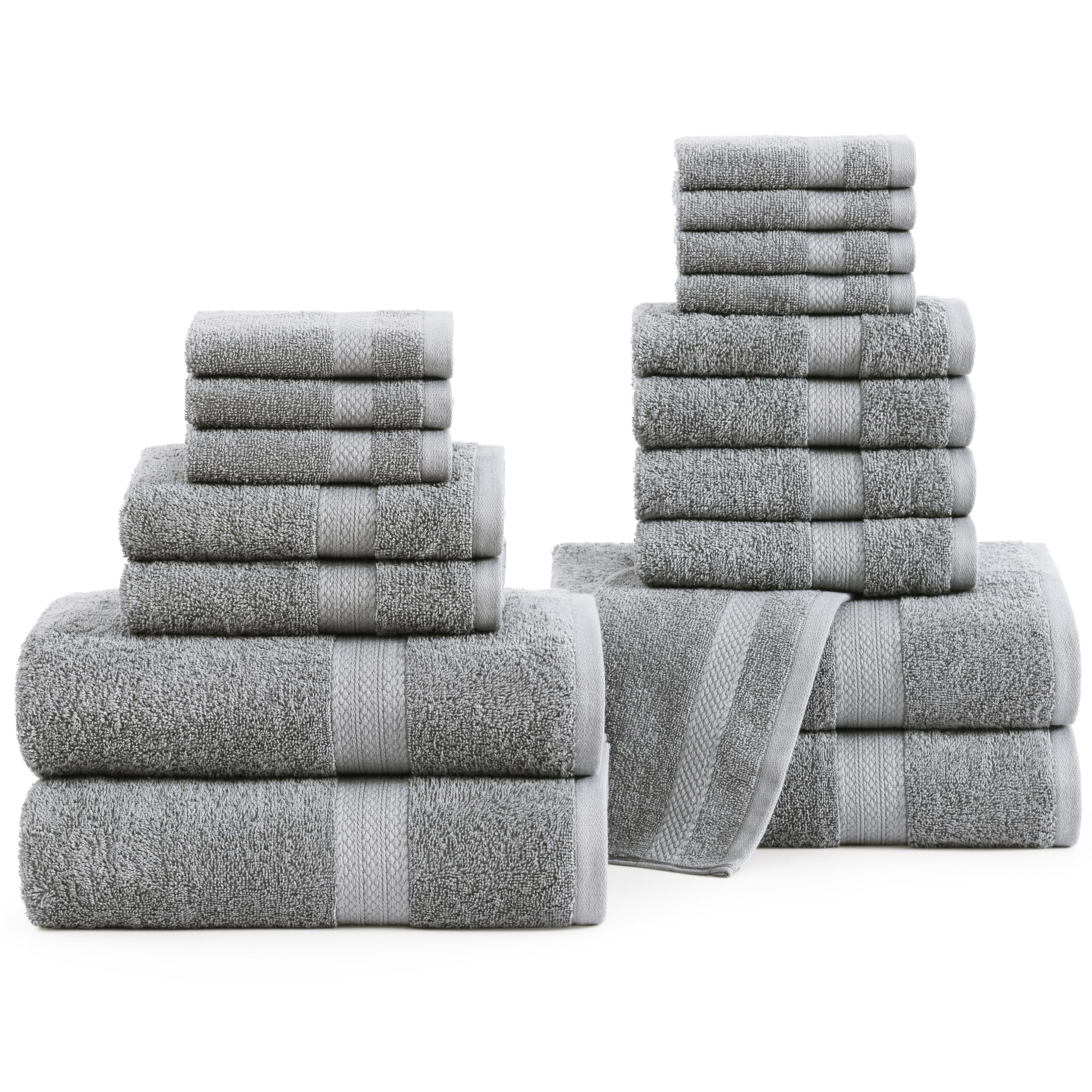 Juego De Toallas De Baño Lane Linen, Algodón, 18 Unidades, Para Baño, Color Gris - Venta Internacional. $1,644