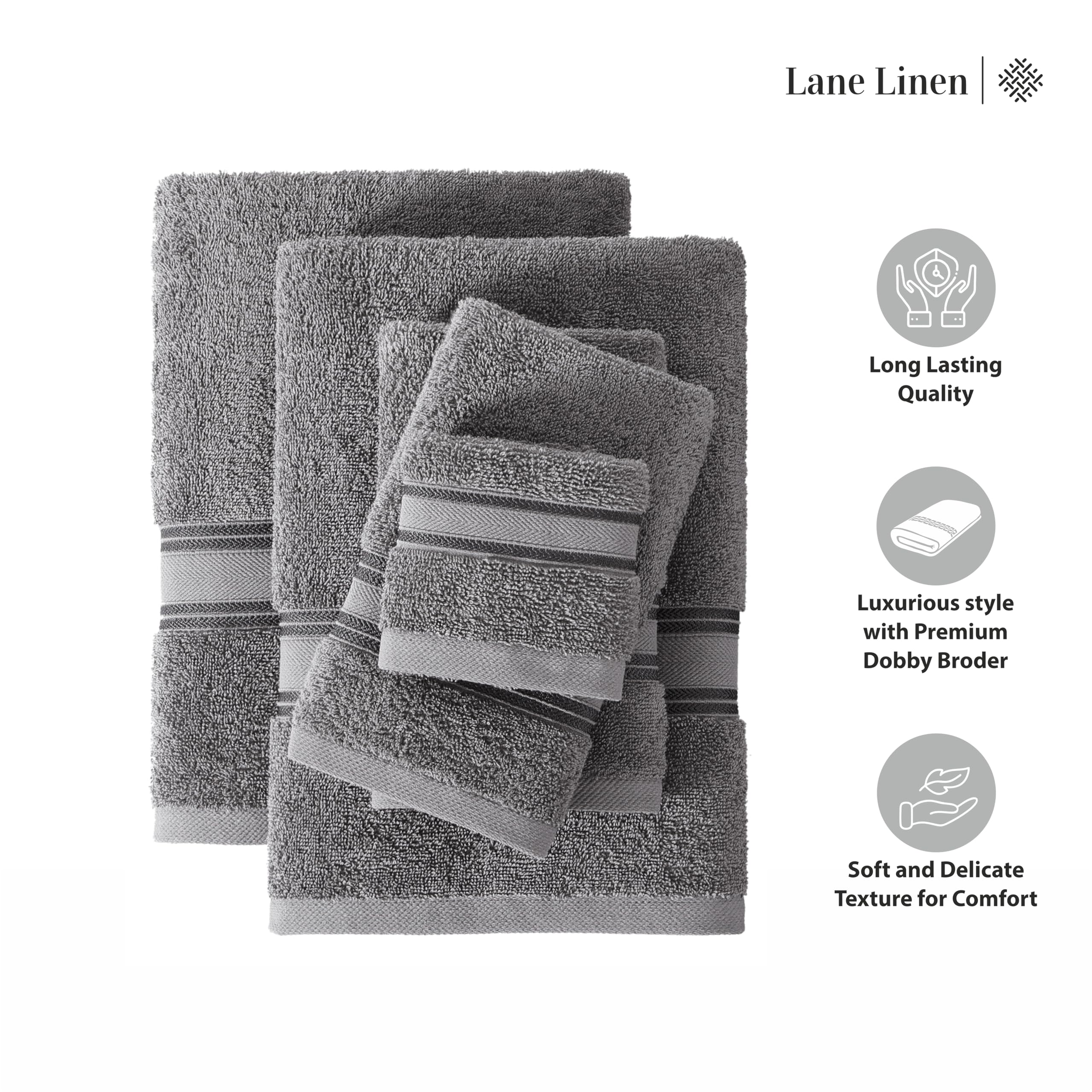 Foto 6 | Juego De Toallas De Baño Lane Linen Luxury, 3 Piezas, 100% Algodón - Venta Internacional.