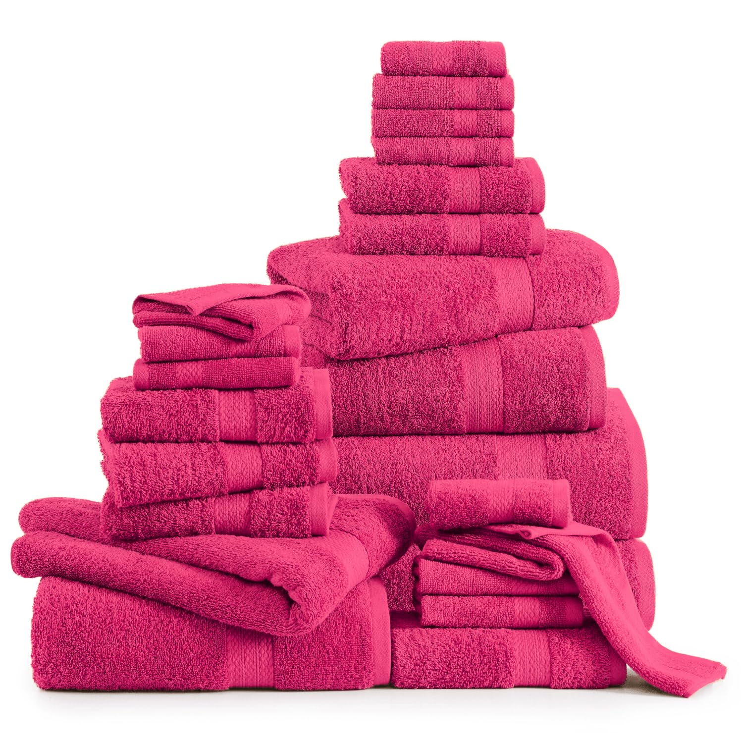 Foto 2 | Juego De Toallas De Baño Lane Linen 100% Algodón, 24 Piezas, Fucsia - Venta Internacional.