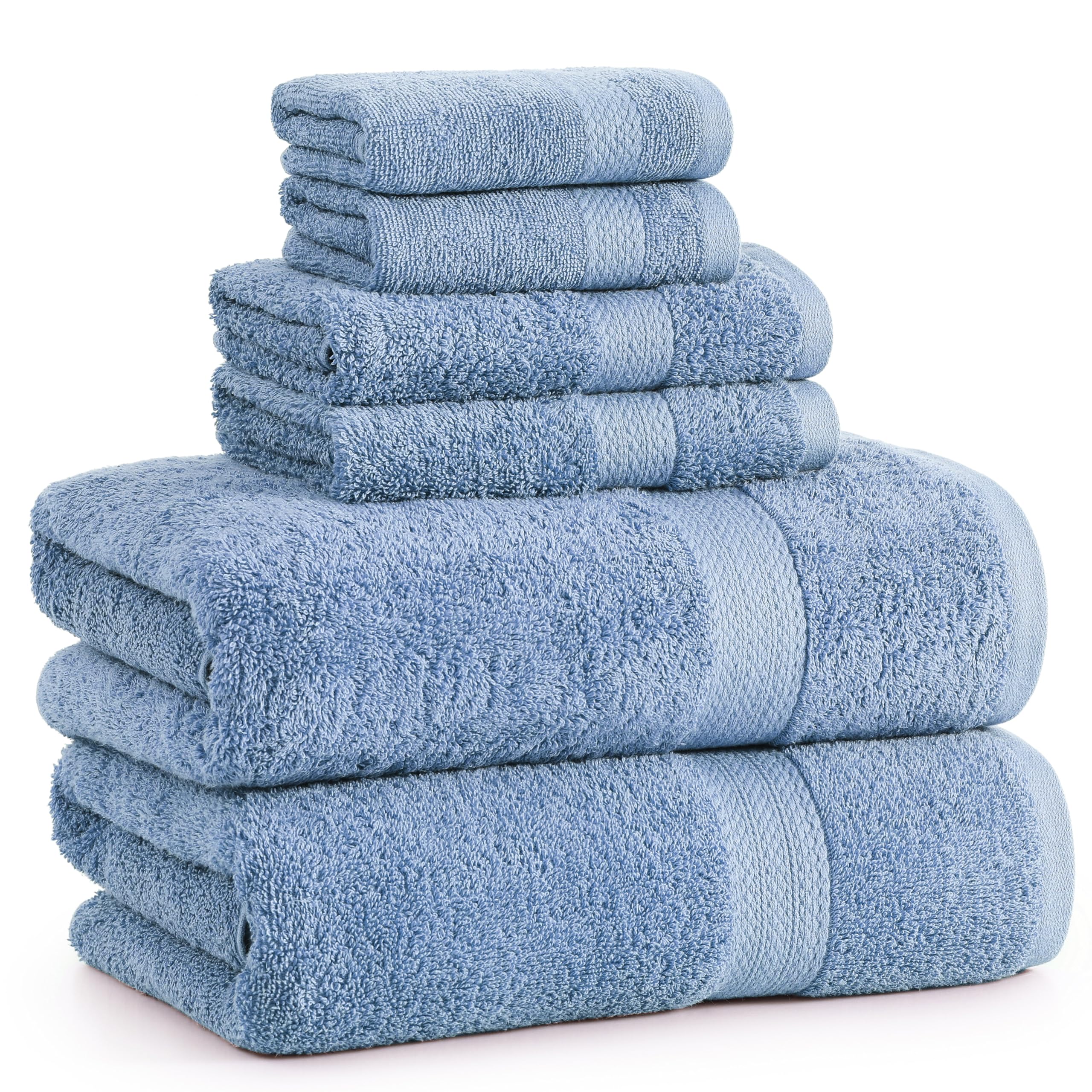 Juego De Toallas De Baño Lane Linen, 100% Algodón, 600 G/m², 6 Piezas, Azul - Venta Internacional.