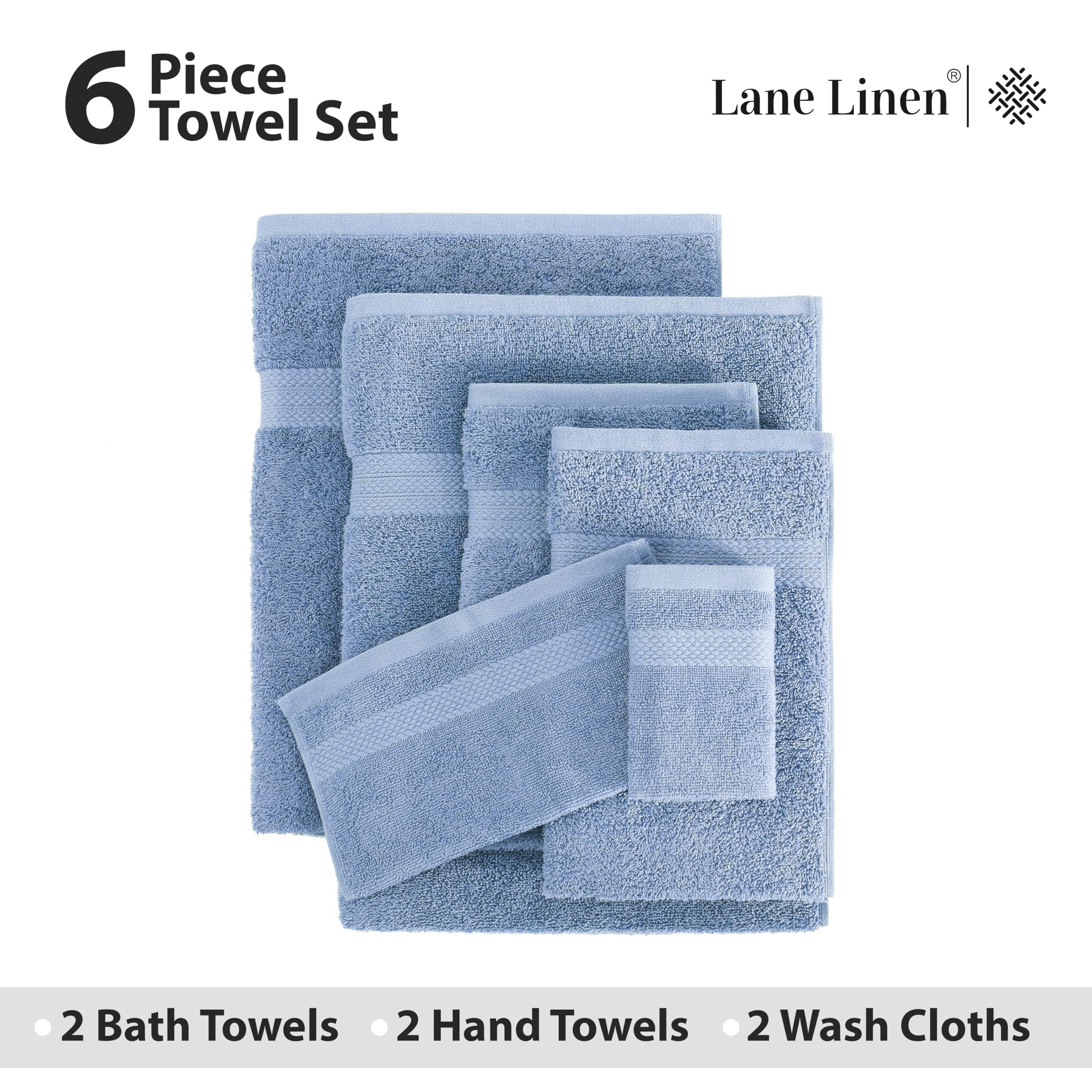 Foto 5 pulgar | Juego De Toallas De Baño Lane Linen, 100% Algodón, 600 G/m², 6 Piezas, Azul - Venta Internacional.