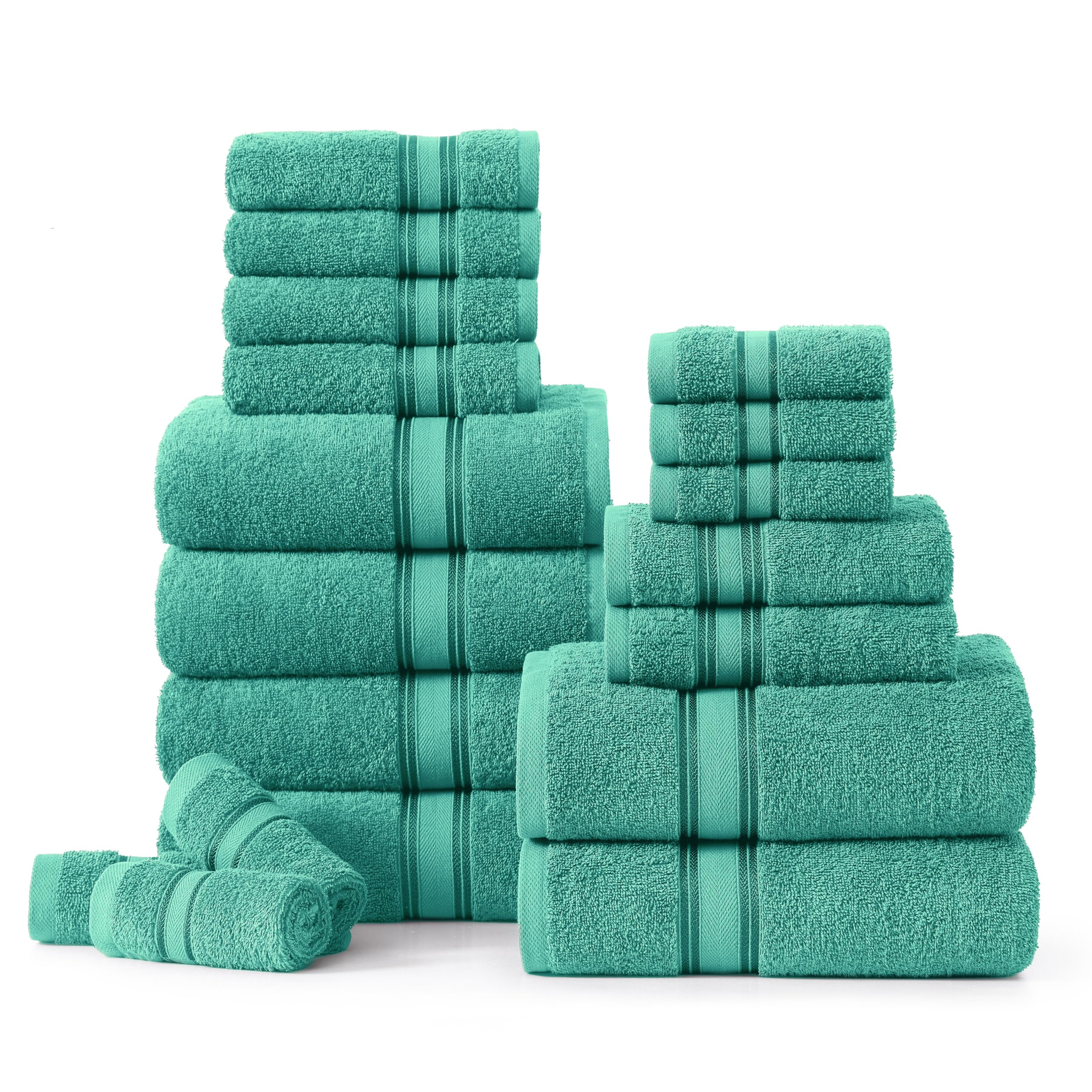 Juego De Toallas De Baño Lane Linen Luxury, 100% Algodón, 18 Piezas, Verde Azulado - Venta Internacional.