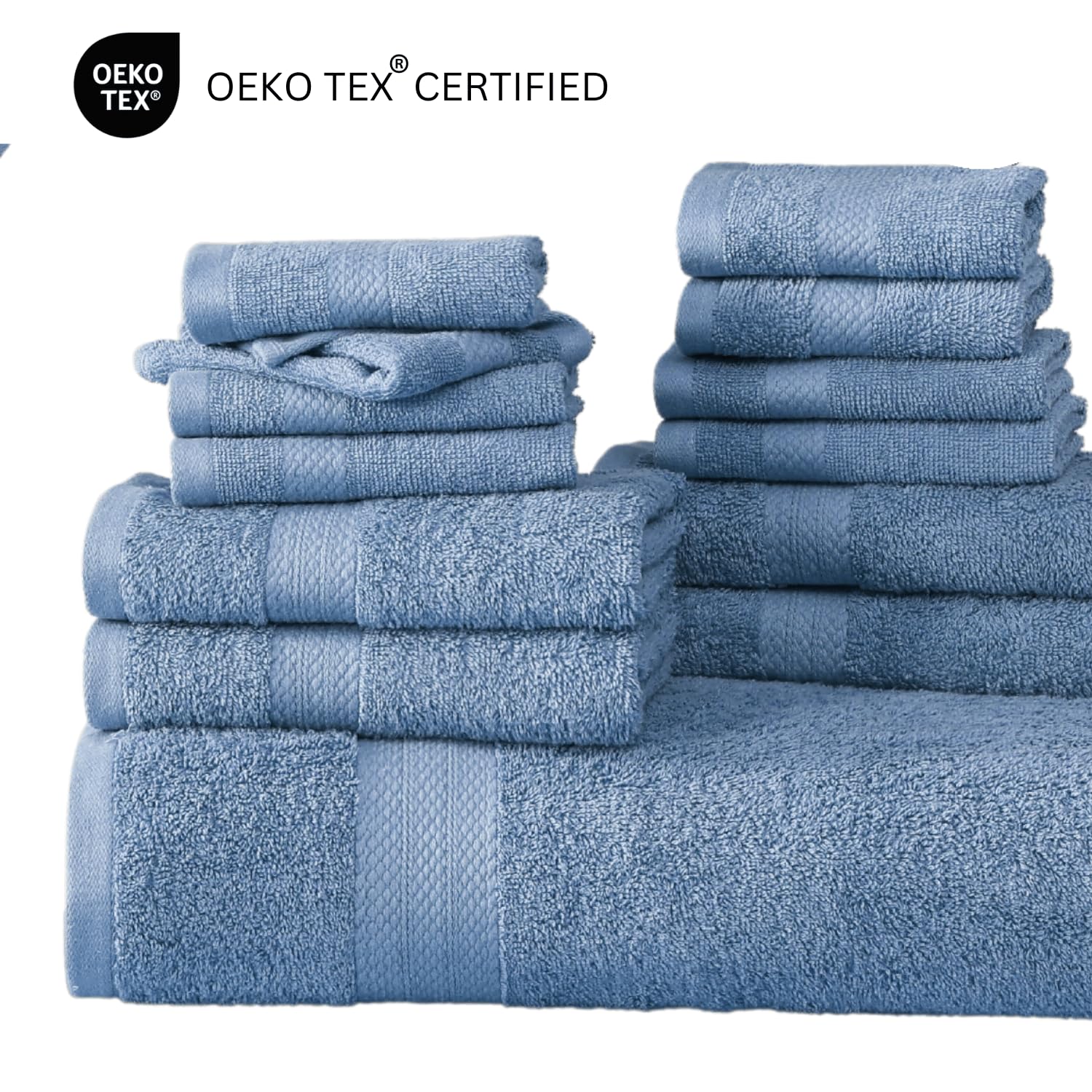 Foto 7 | Juego De Toallas De Baño Lane Linen, 18 Unidades, 100% Algodón, 550 G/m², Azul Cerúleo - Venta Internacional.