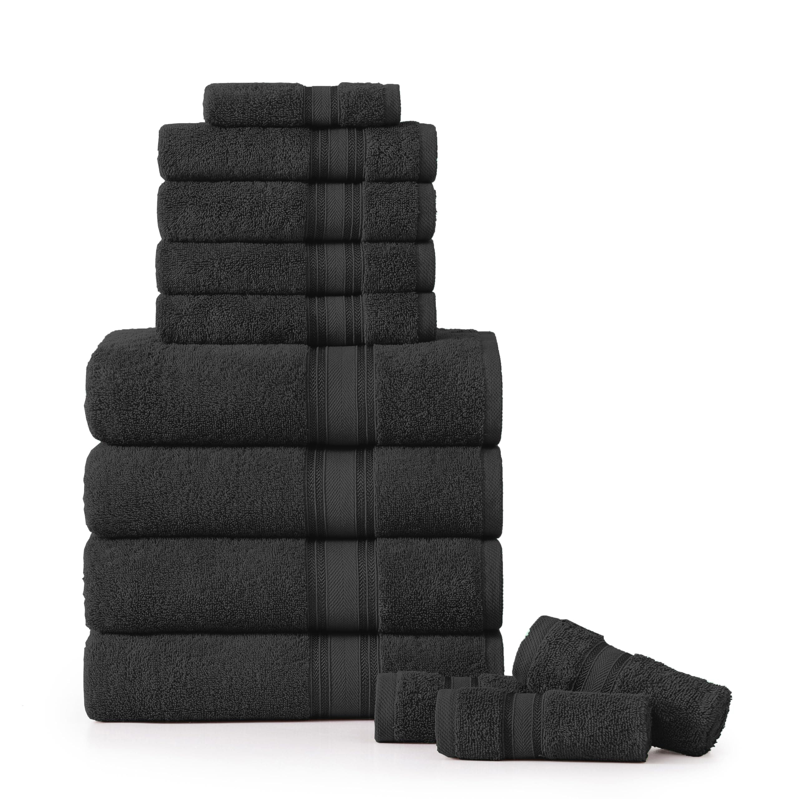 Juego De Toallas De Baño Lane Linen Luxury, 12 Piezas, 100% Algodón, Color Negro - Venta Internacional. $1,774