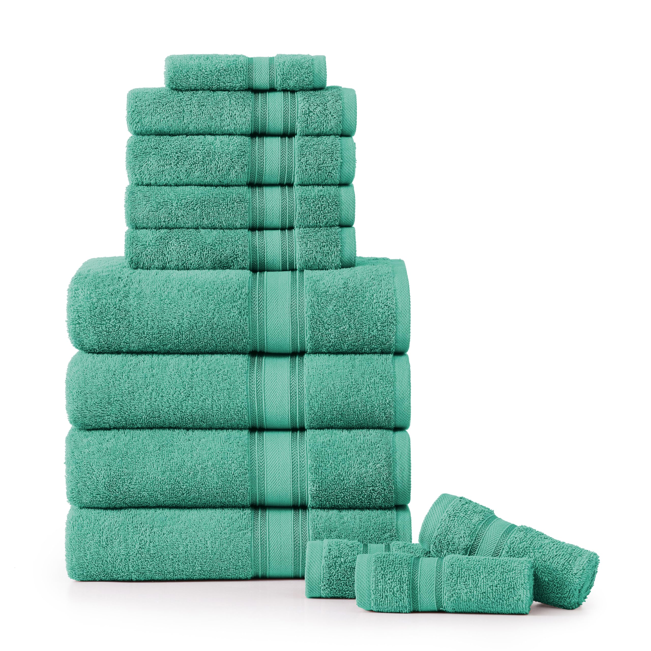 Juego De Toallas De Baño Lane Linen Luxury, 12 Piezas, 100% Algodón, Verde Azulado - Venta Internacional.