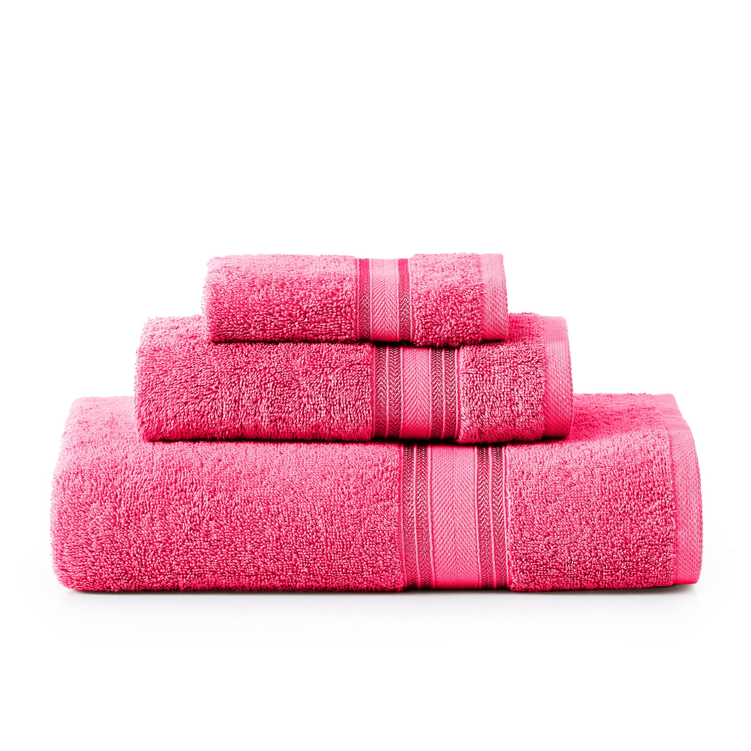 Juego De Toallas Lane Linen Luxury Bath De 3 Piezas, 100% Algodón, Fucsia - Venta Internacional.