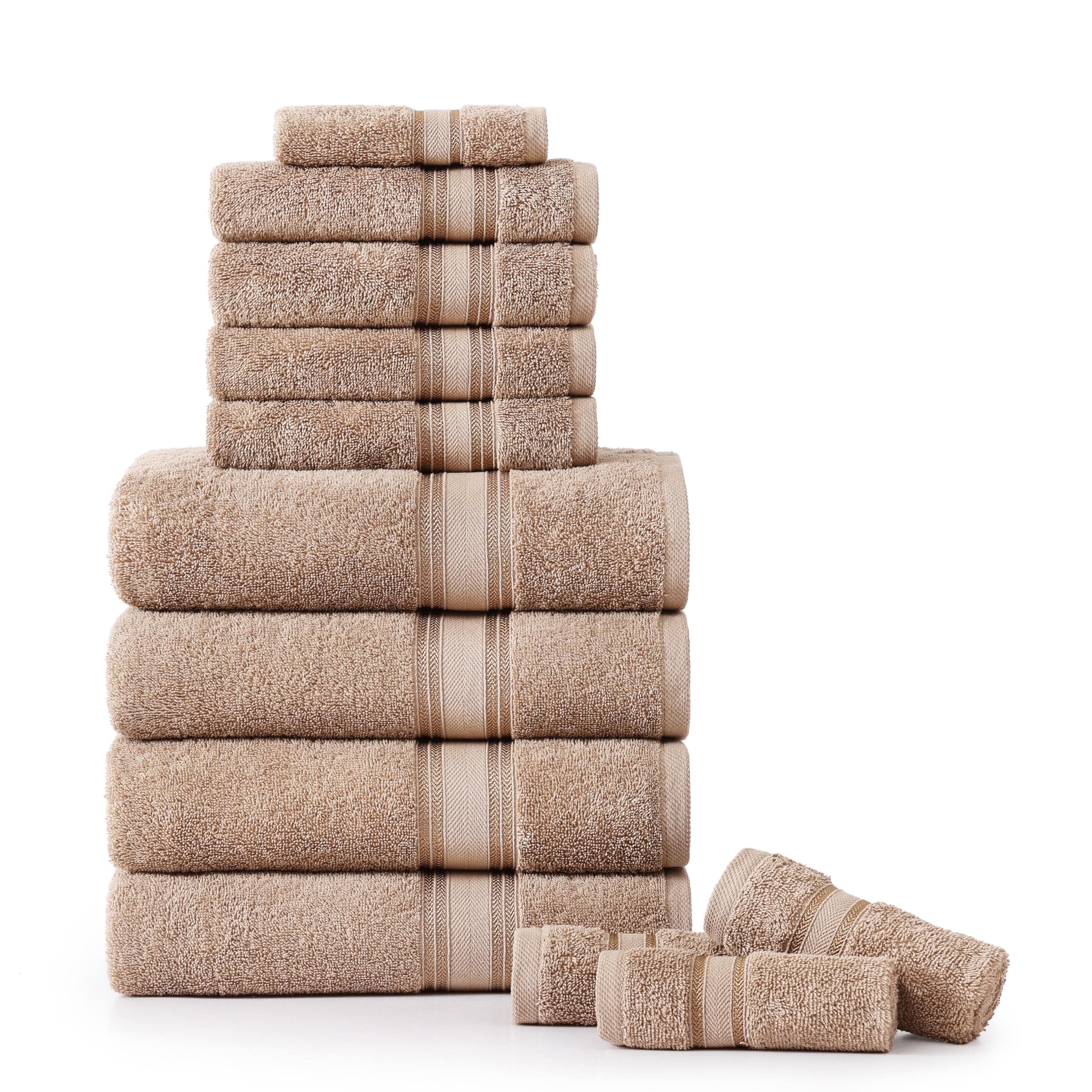 Juego De Toallas De Baño Lane Linen Luxury, 12 Piezas, 100% Algodón, Color Topo - Venta Internacional. $2,135