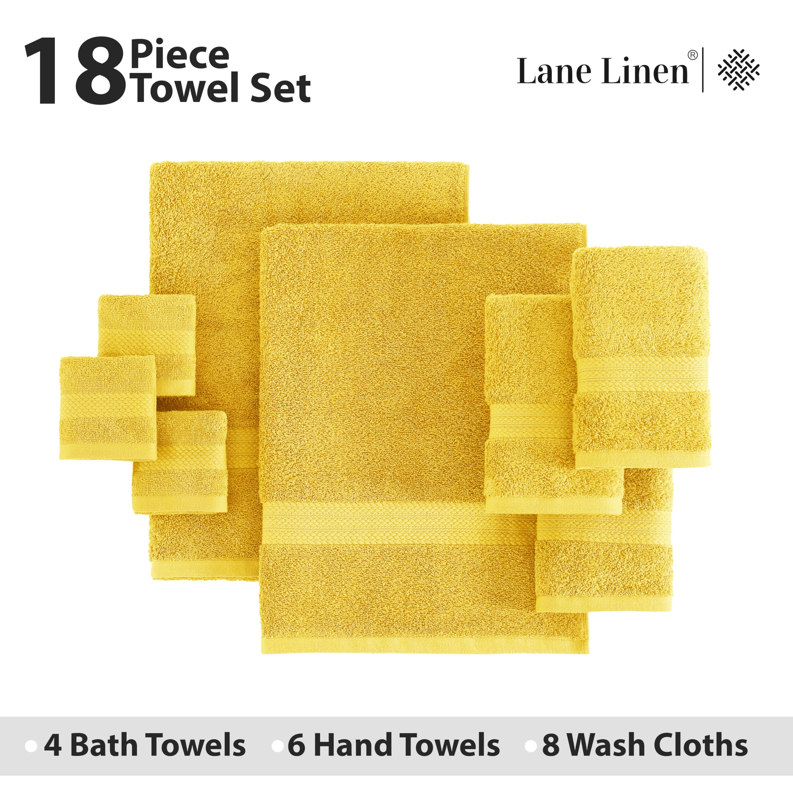 Foto 4 | Juego De Toallas De Baño Lane Linen Cotton, 18 Unidades, Para Baño - Venta Internacional.