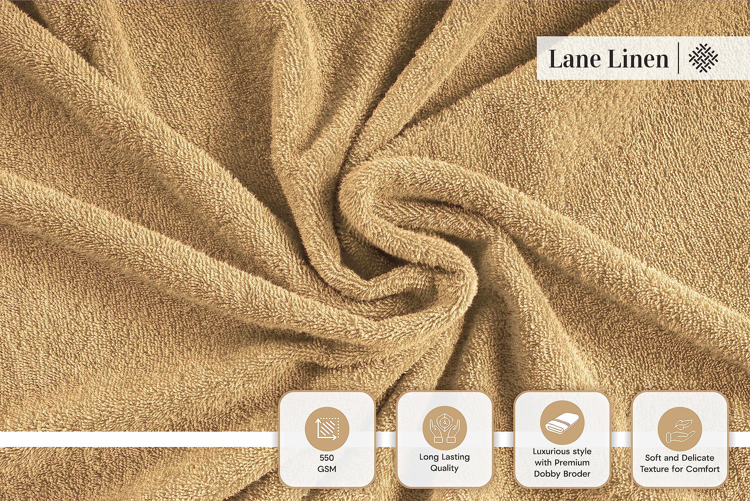 Foto 3 | Juego De Toallas Lane Linen, 24 Piezas, 100% Algodón, Zero Twist Bathroom - Venta Internacional.