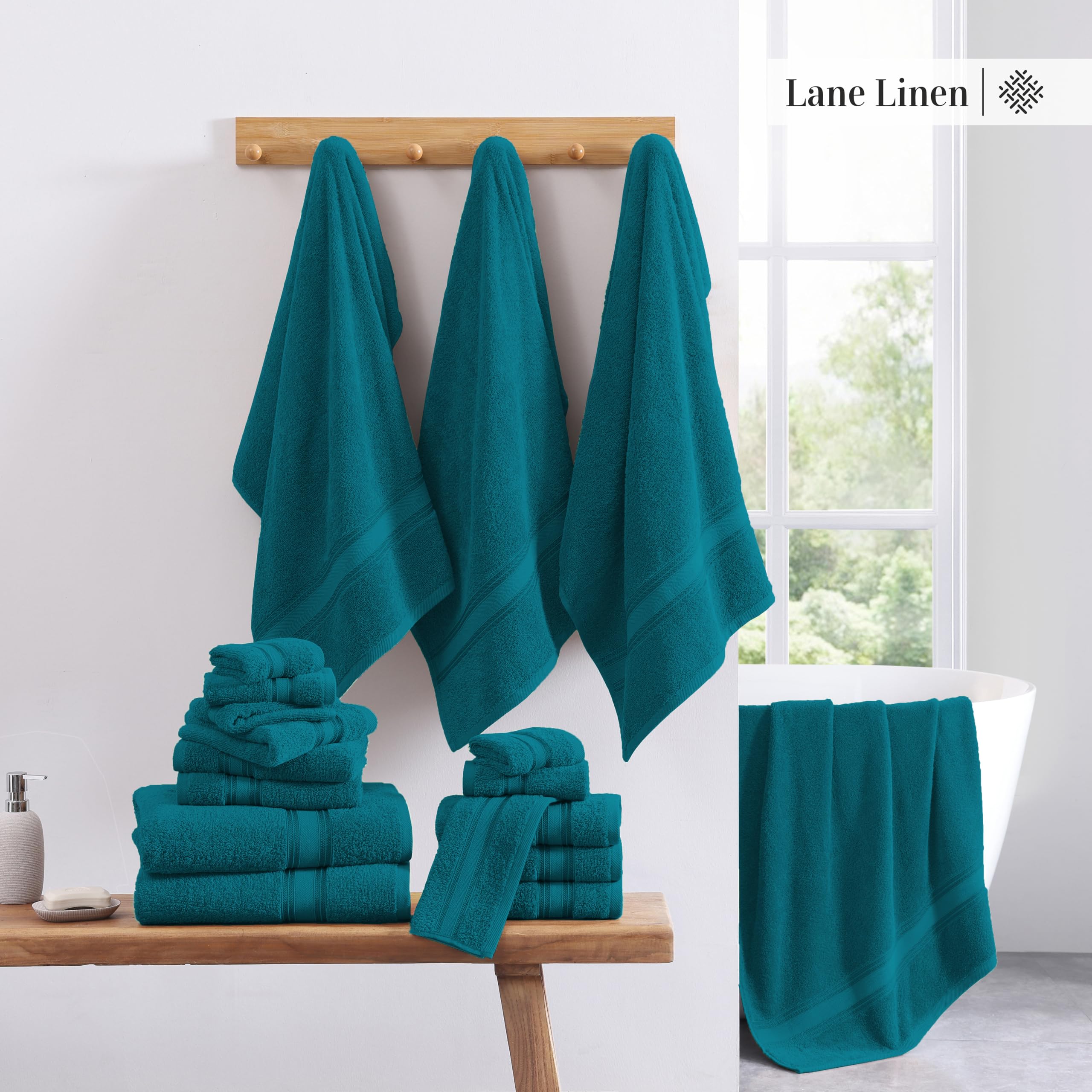 Foto 5 | Juego De Toallas De Baño Lane Linen Luxury, 12 Piezas, 100% Algodón - Venta Internacional.