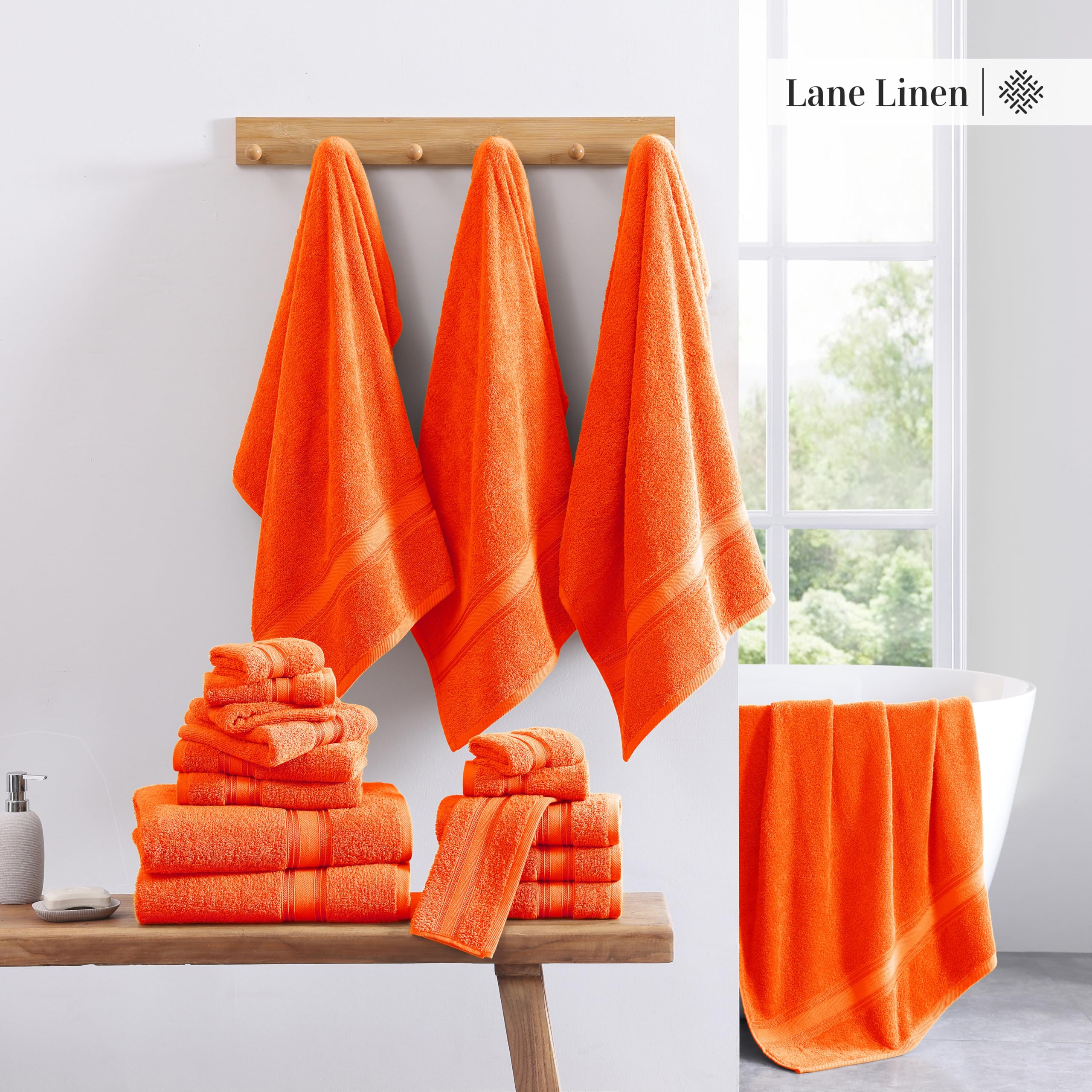 Foto 5 | Juego De Toallas De Baño Lane Linen Luxury, 12 Piezas, 100% Algodón Oxidado - Venta Internacional.