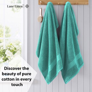 Foto 3 | Juego De Toallas De Baño Lane Linen, 100% Algodón, 35 X 66 Cm, 4 Unidades, Color Verde Azulado - Venta Internacional.