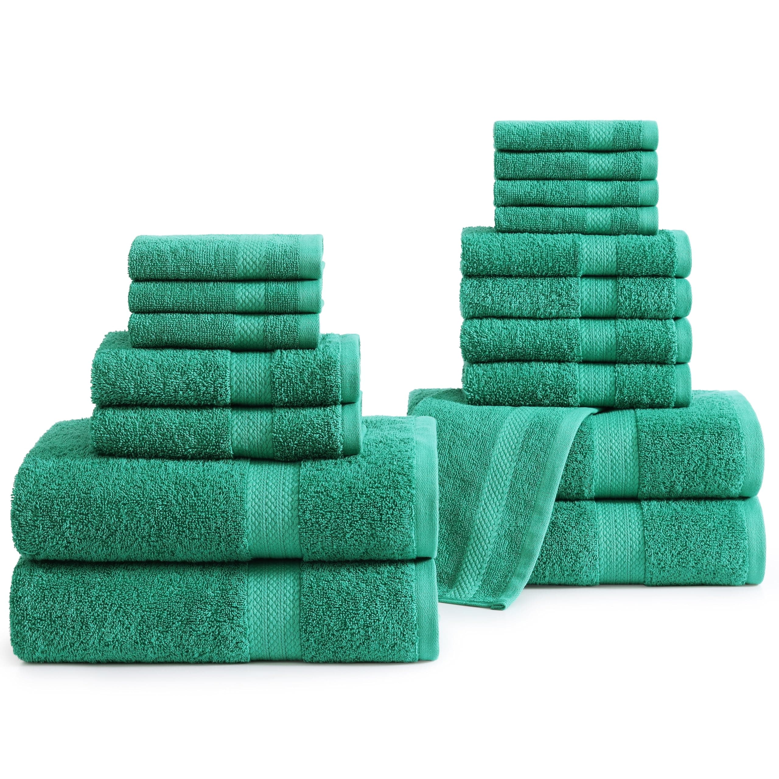 Juego De Toallas De Baño Lane Linen, 16 Unidades, 100% Algodón, 600 G/m², Color Esmeralda - Venta Internacional. $1,350