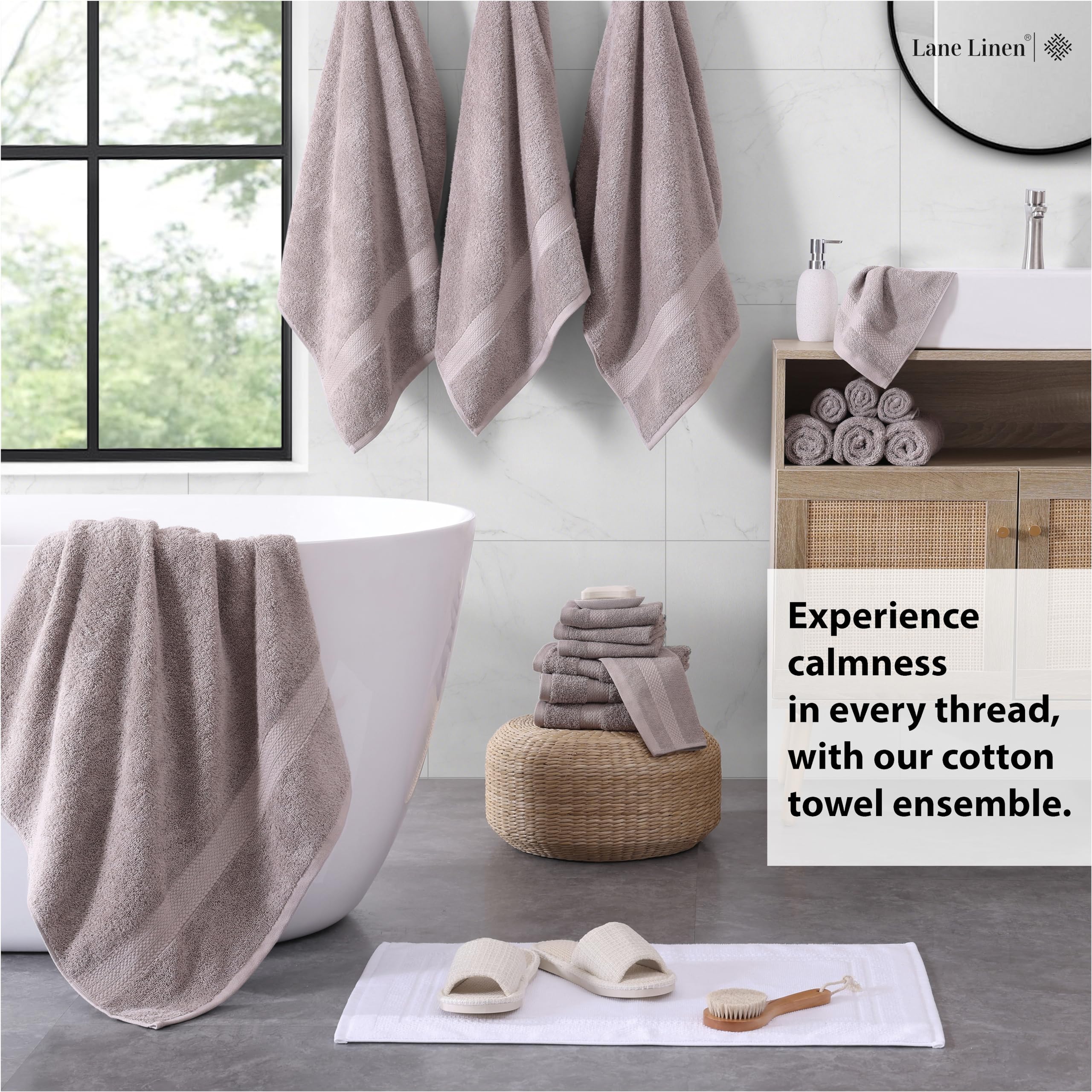 Foto 3 | Juego De Toallas De Baño Lane Linen, 18 Unidades, 100% Algodón, 550 G/m², Platino - Venta Internacional.