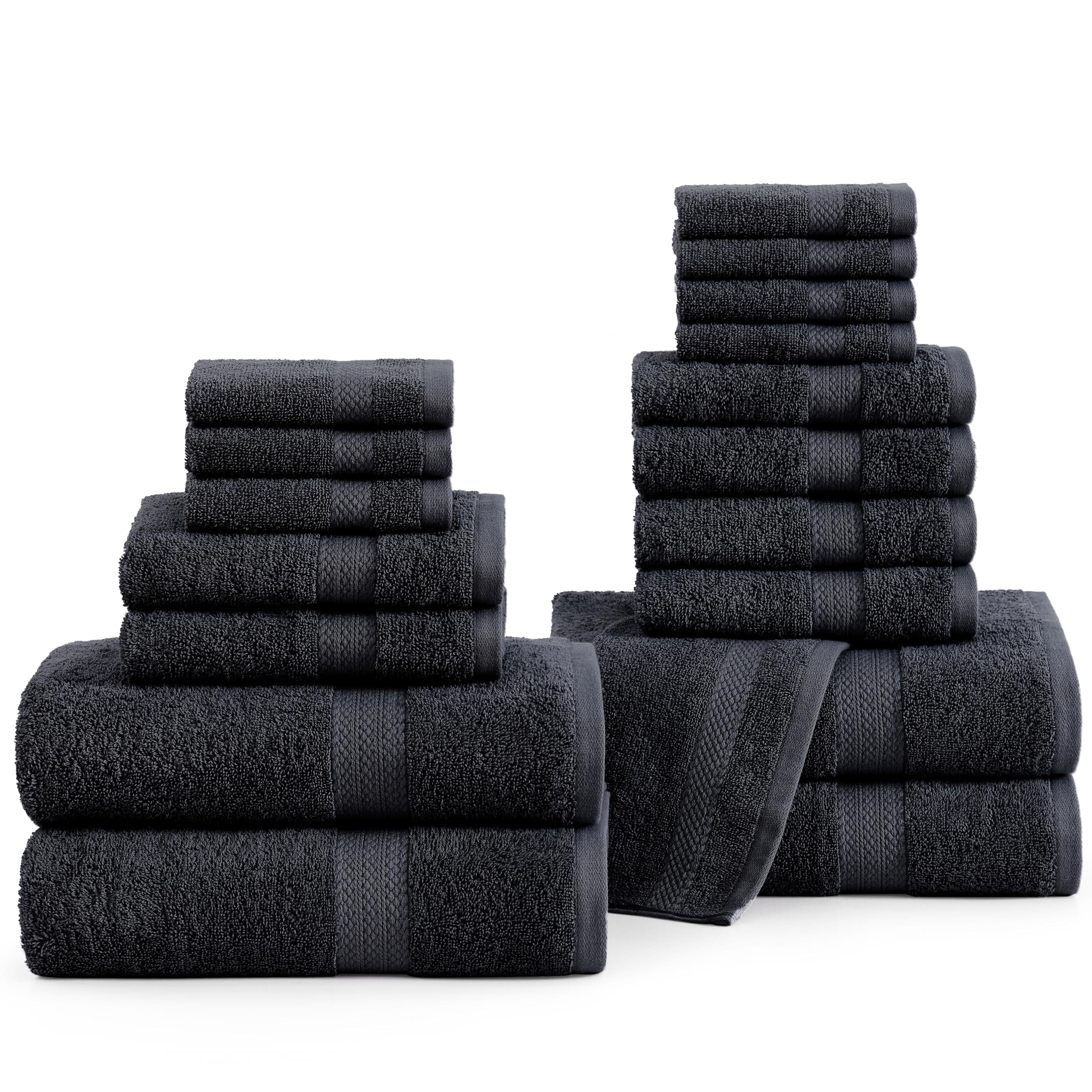 Juego De Toallas De Baño Lane Linen, 18 Unidades, 100% Algodón, 550 G/m², Color Negro - Venta Internacional. $1,683