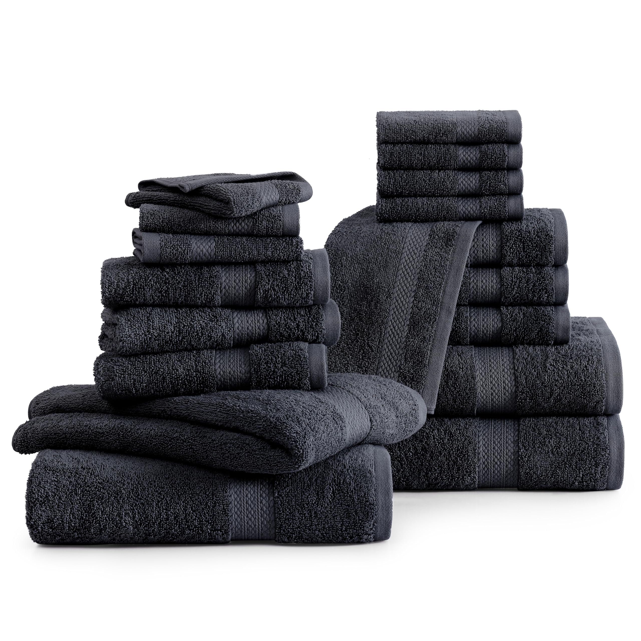 Foto 3 pulgar | Juego De Toallas De Baño Lane Linen, 18 Unidades, 100% Algodón, 550 G/m², Color Negro - Venta Internacional.