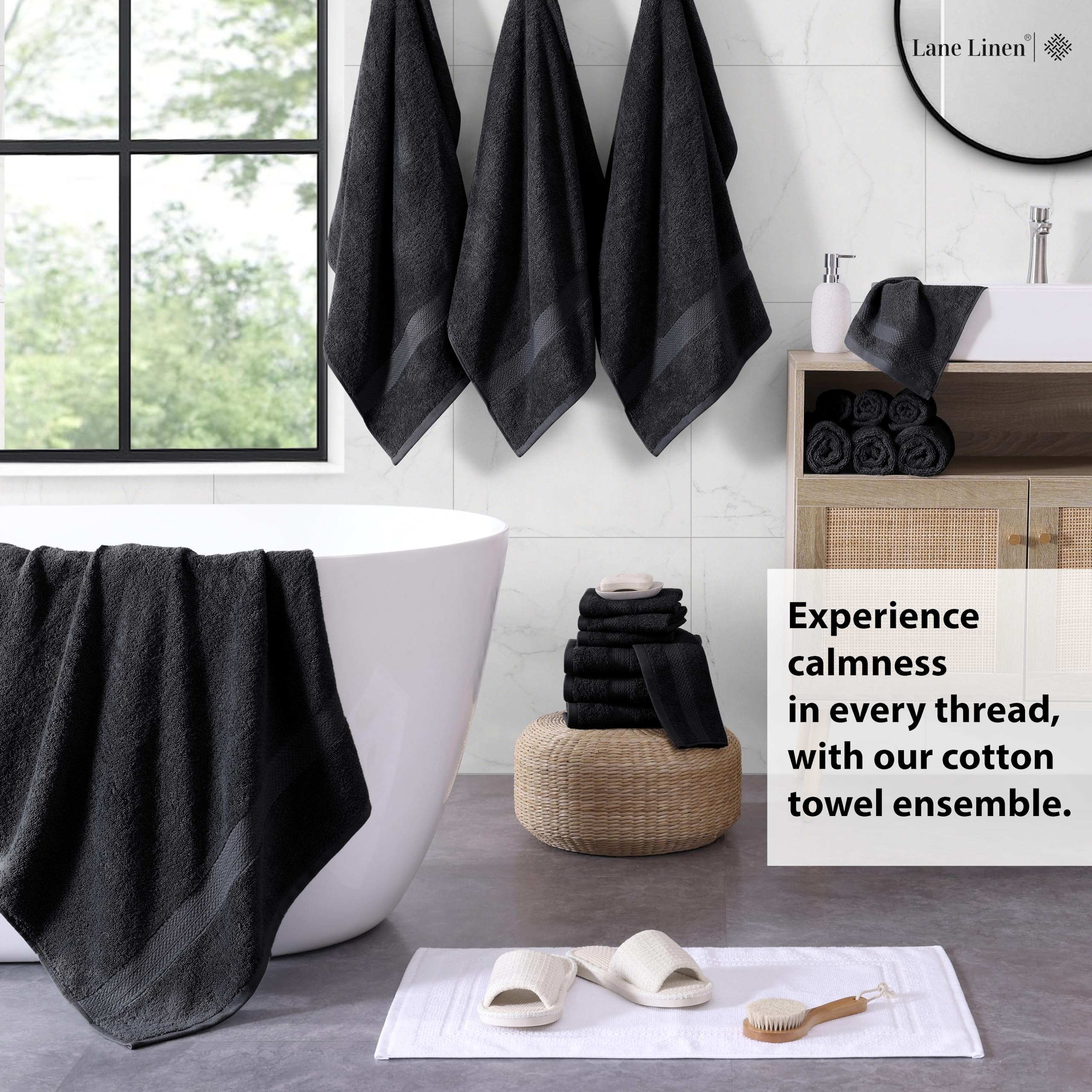 Foto 4 pulgar | Juego De Toallas De Baño Lane Linen, 18 Unidades, 100% Algodón, 550 G/m², Color Negro - Venta Internacional.
