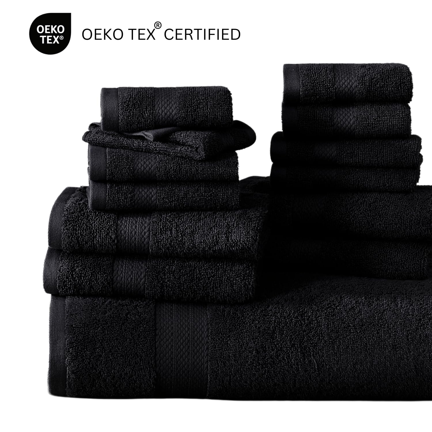 Foto 8 pulgar | Juego De Toallas De Baño Lane Linen, 18 Unidades, 100% Algodón, 550 G/m², Color Negro - Venta Internacional.