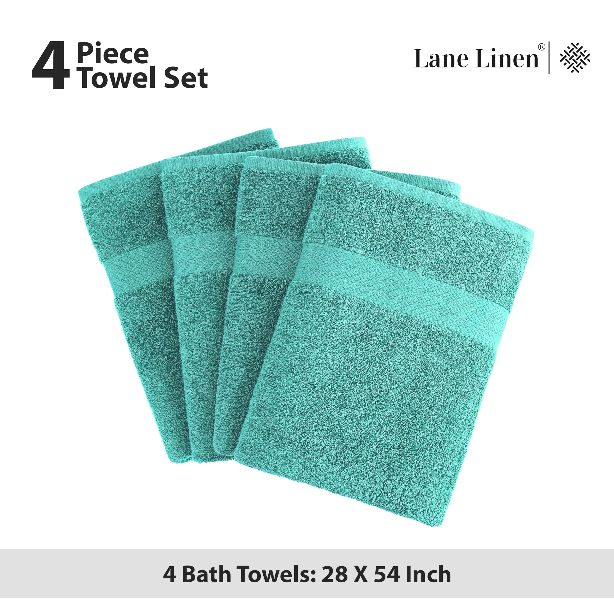 Foto 5 | Juego De Toallas De Baño Lane Linen, 100% Algodón, Secado Rápido, Color Verde Azulado (4 X 70 X 140 Cm) - Venta