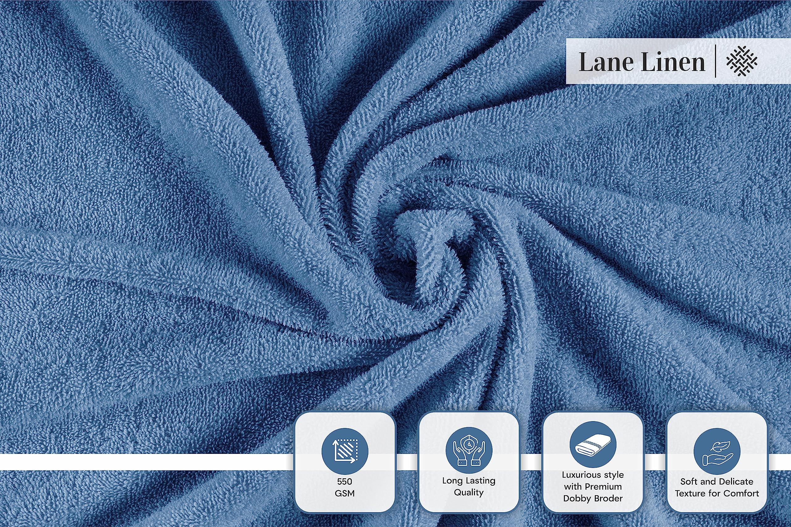 Foto 3 | Juego De Toallas Lane Linen Para Baño, 24 Piezas, 100% Algodón, Sin Torsión - Venta Internacional.