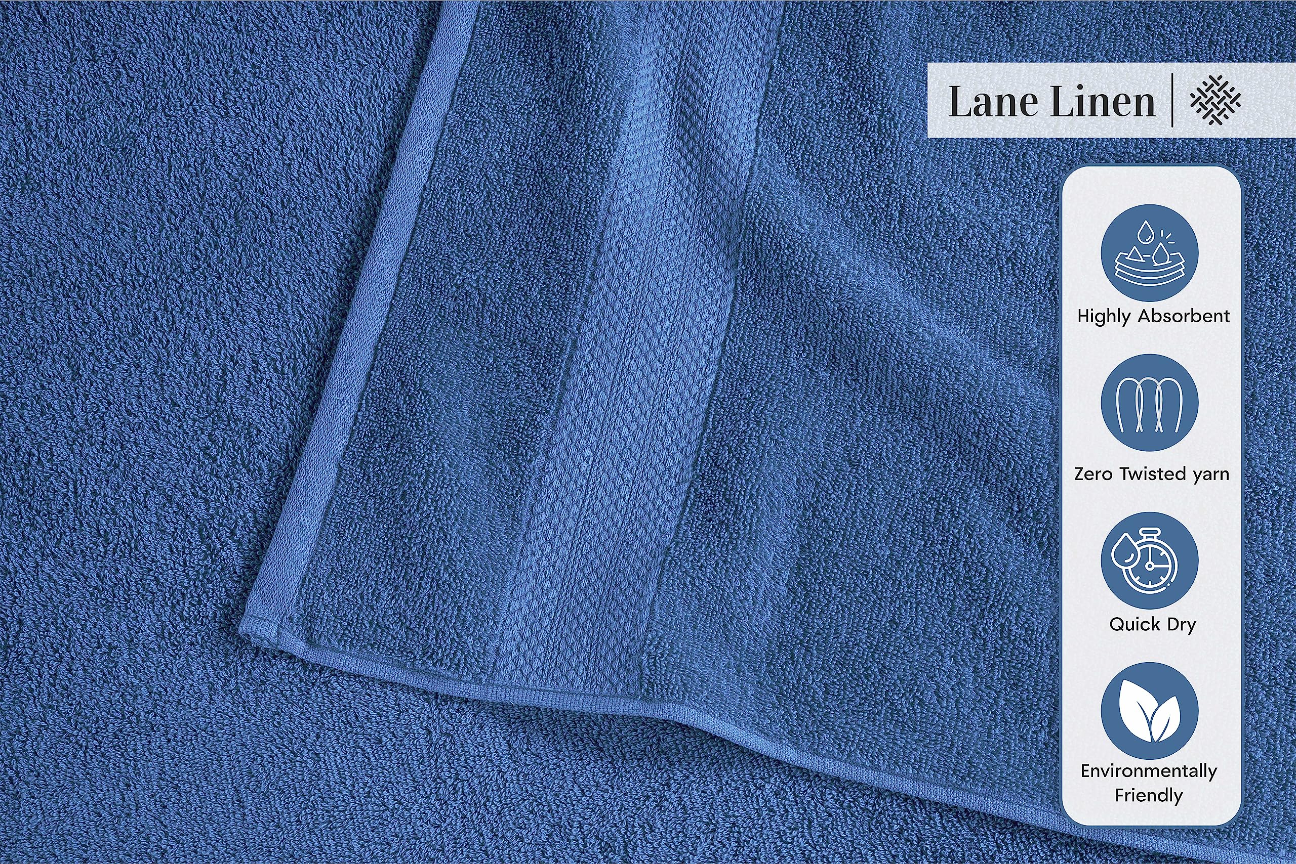 Foto 4 | Juego De Toallas Lane Linen Para Baño, 24 Piezas, 100% Algodón, Sin Torsión - Venta Internacional.