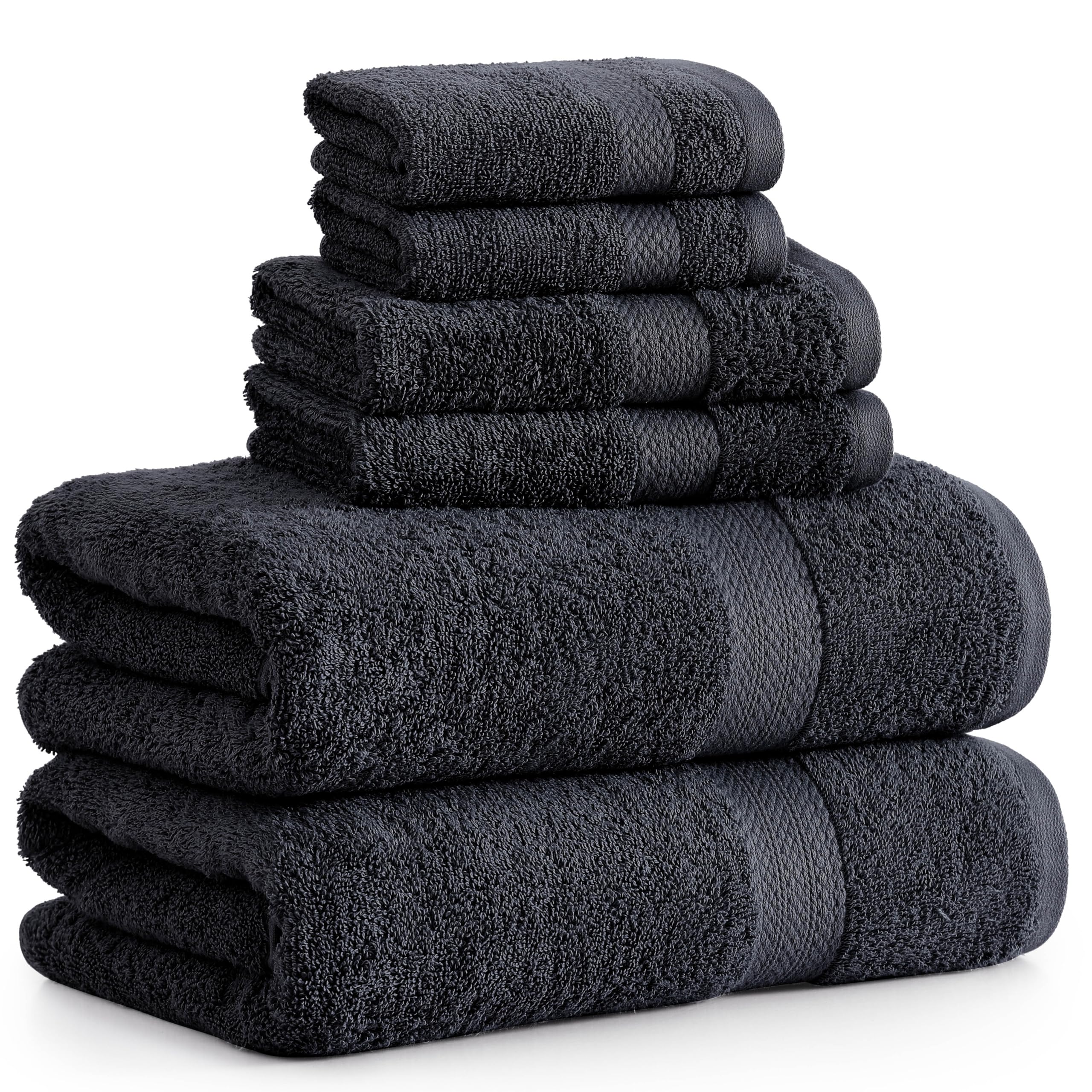 Juego De Toallas De Baño Lane Linen, 100% Algodón, 6 Piezas, 600 G/m², Color Negro - Venta Internacional.