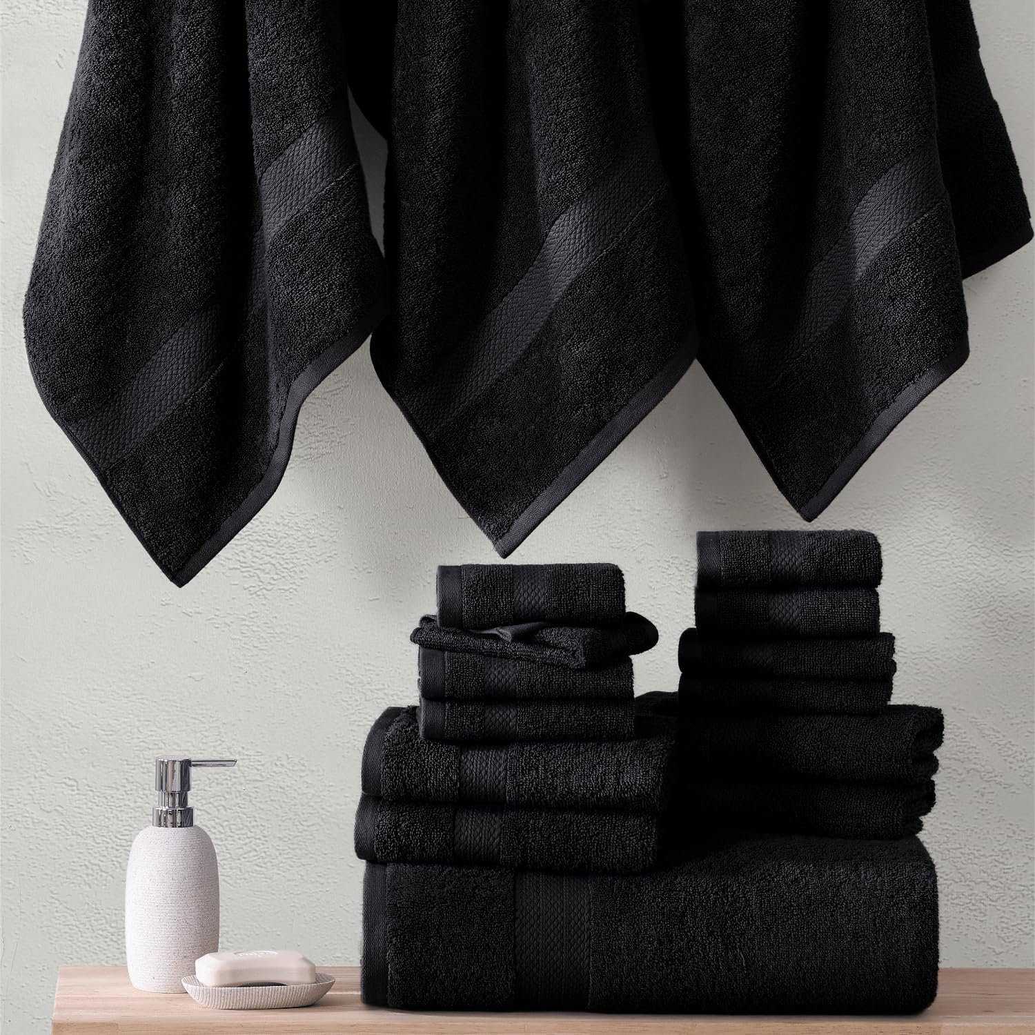 Foto 5 | Juego De Toallas De Baño Lane Linen, 100% Algodón, 6 Piezas, 600 G/m², Color Negro - Venta Internacional.