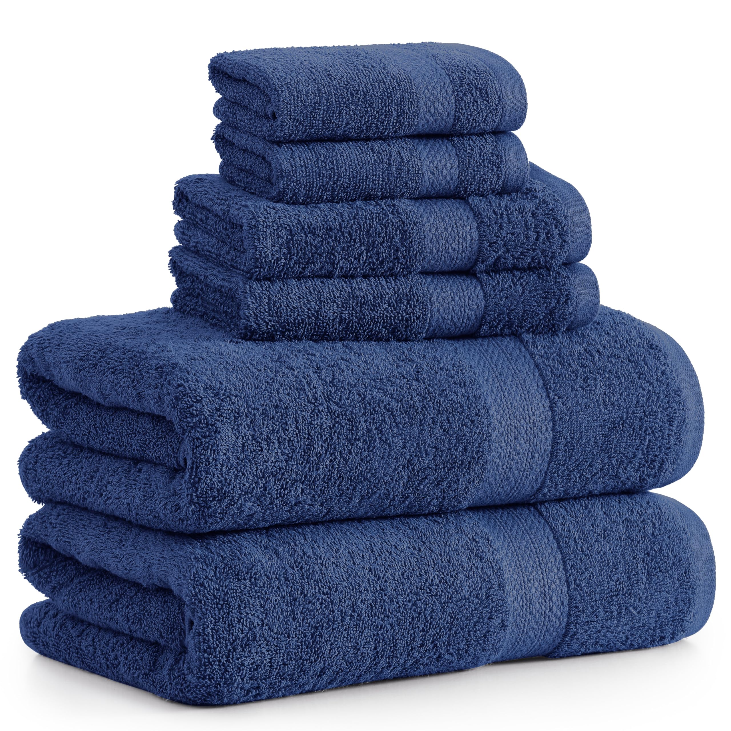 Juego De Toallas De Baño Lane Linen, 100% Algodón, 6 Piezas, Azul Marino - Venta Internacional.