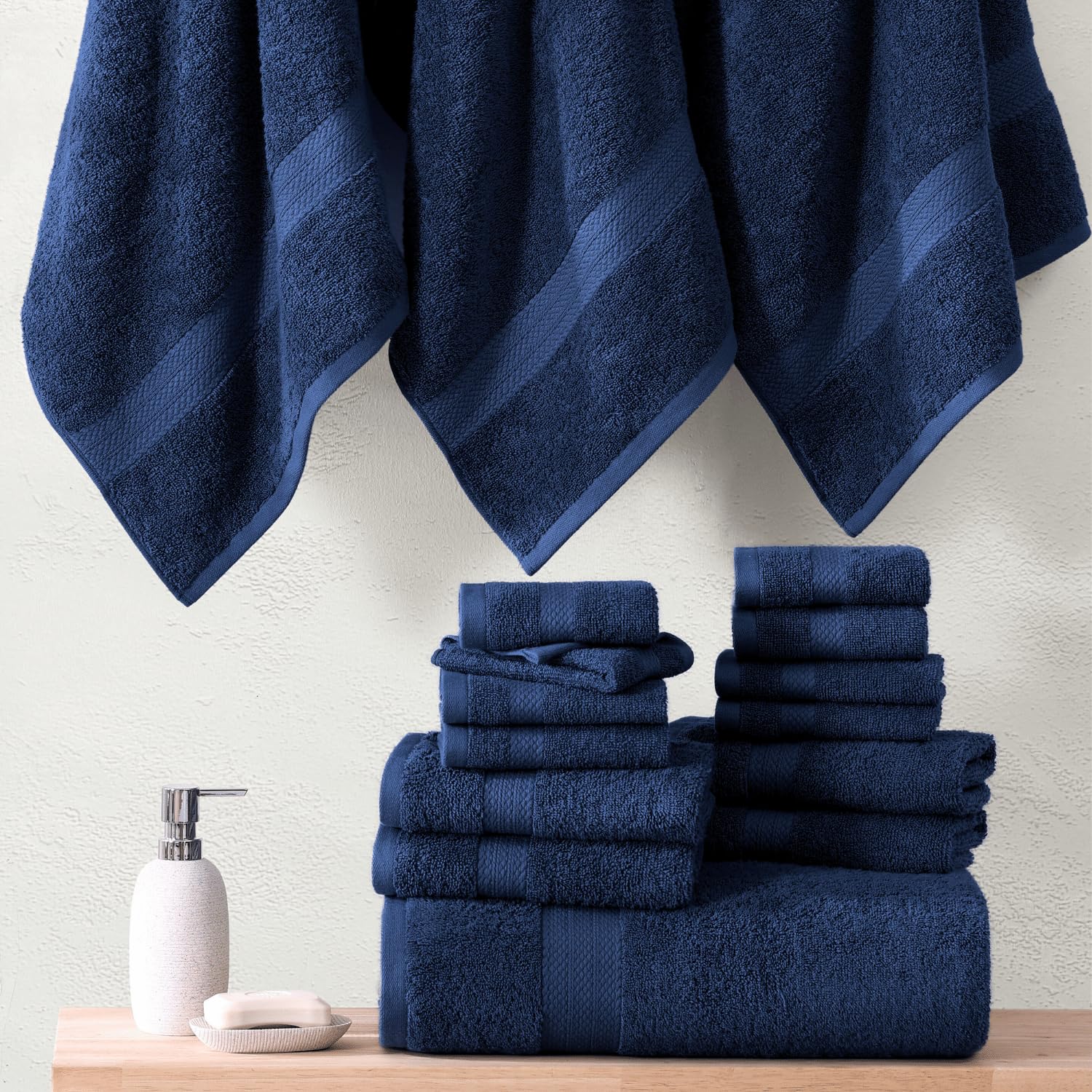 Foto 5 | Juego De Toallas De Baño Lane Linen, 100% Algodón, 6 Piezas, Azul Marino - Venta Internacional.