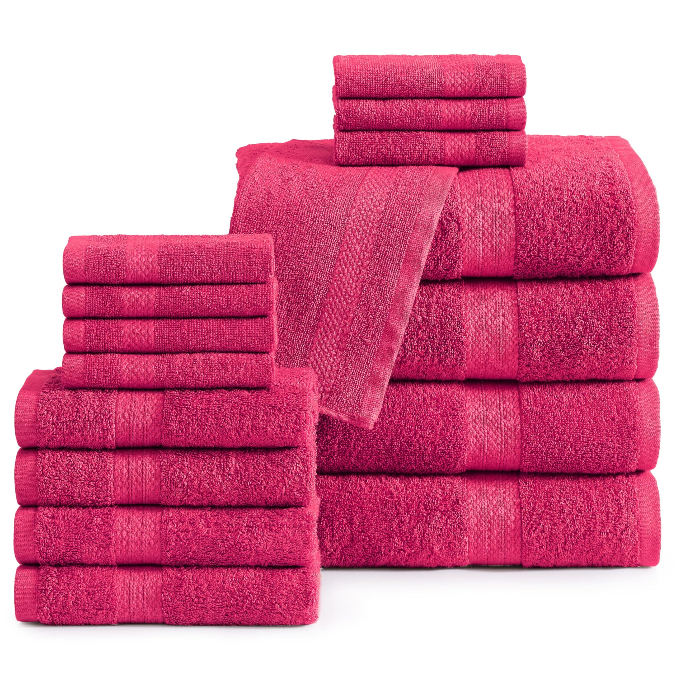 Juego De Toallas De Baño Lane Linen, 16 Unidades, 100% Algodón, 600 G/m², Fucsia - Venta Internacional. $1,538