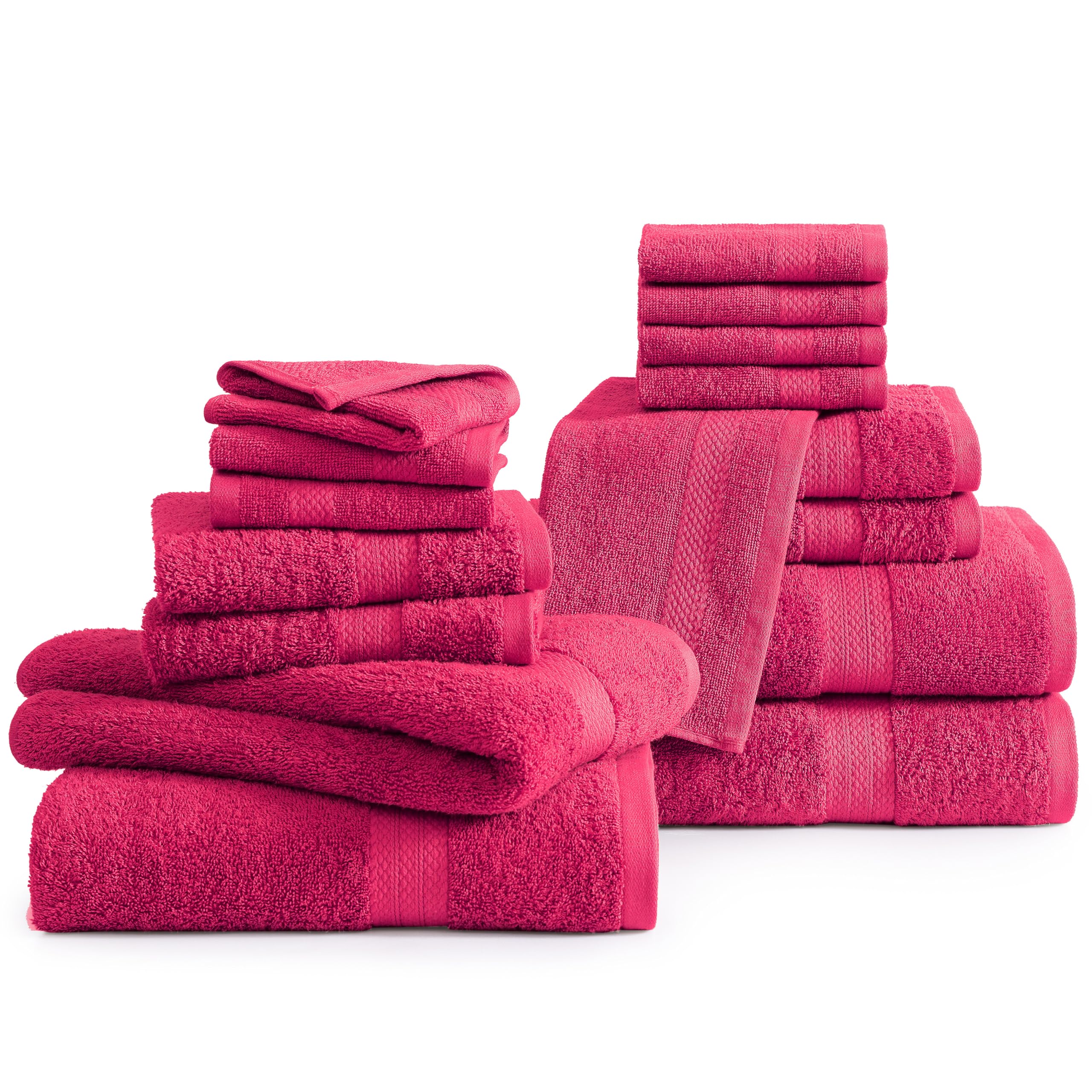 Foto 2 | Juego De Toallas De Baño Lane Linen, 16 Unidades, 100% Algodón, 600 G/m², Fucsia - Venta Internacional.