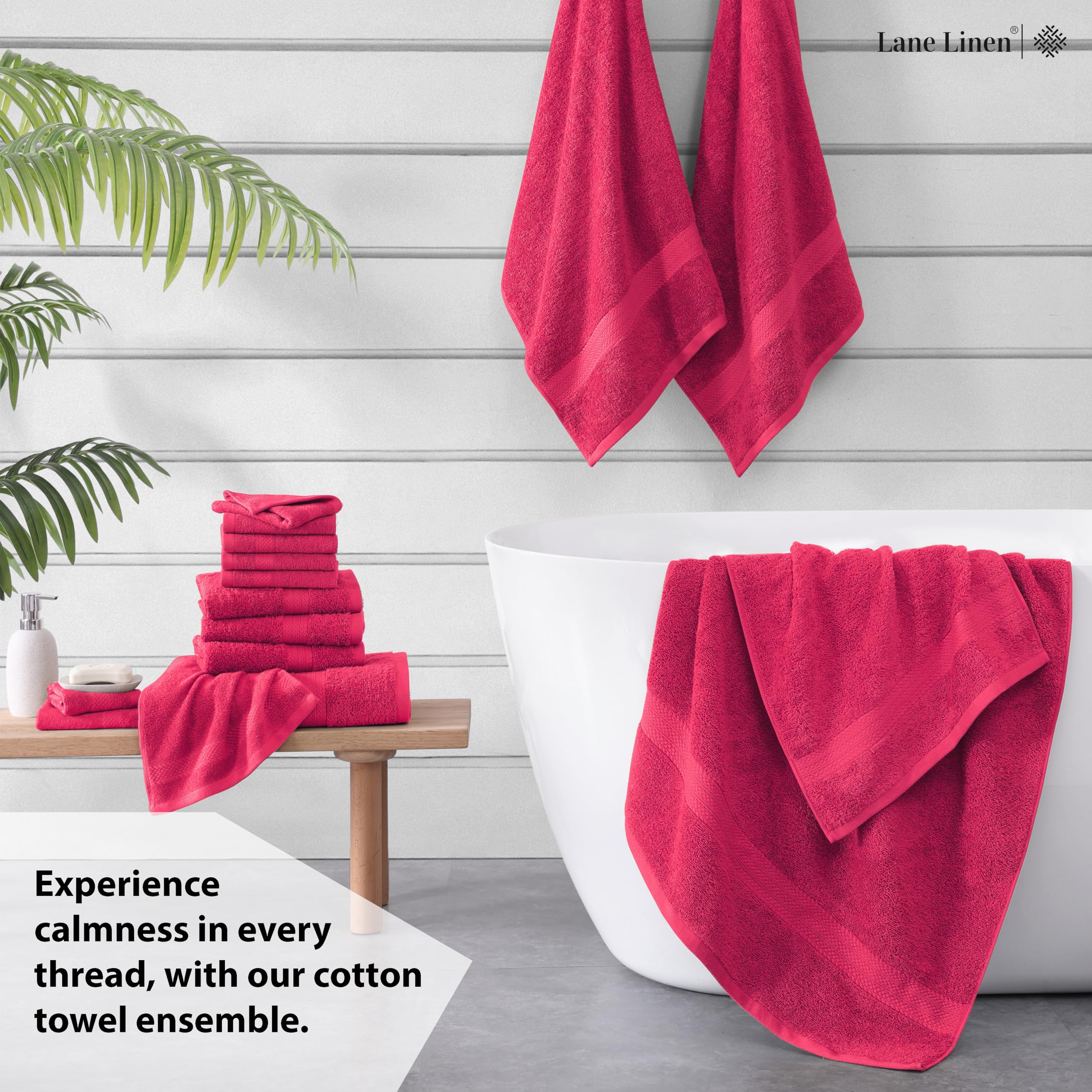 Foto 4 pulgar | Juego De Toallas De Baño Lane Linen, 16 Unidades, 100% Algodón, 600 G/m², Fucsia - Venta Internacional.