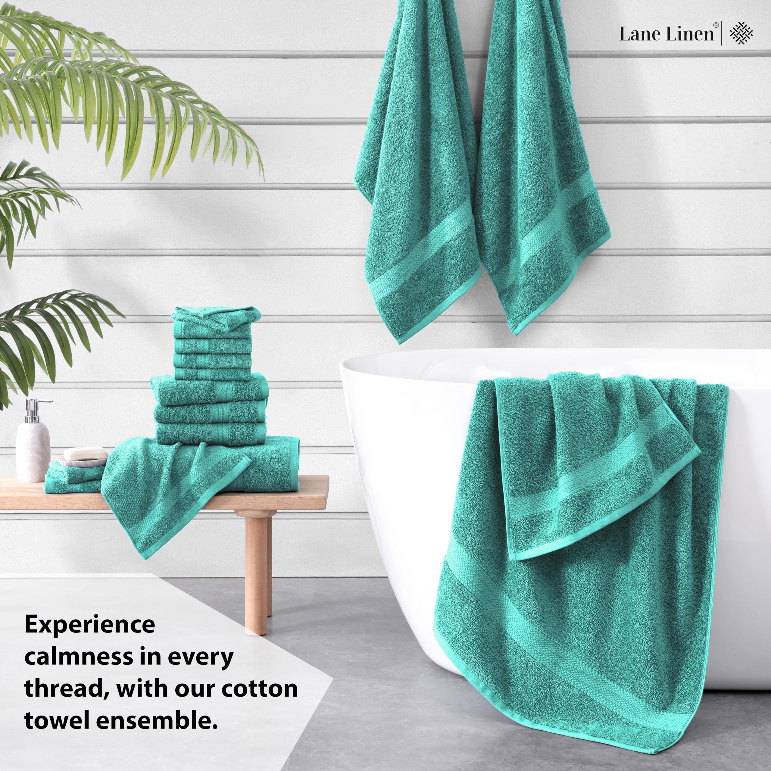 Foto 4 pulgar | Juego De Toallas De Baño Lane Linen, 16 Unidades, 100% Algodón, 600 G/m², Verde Azulado - Venta Internacional.