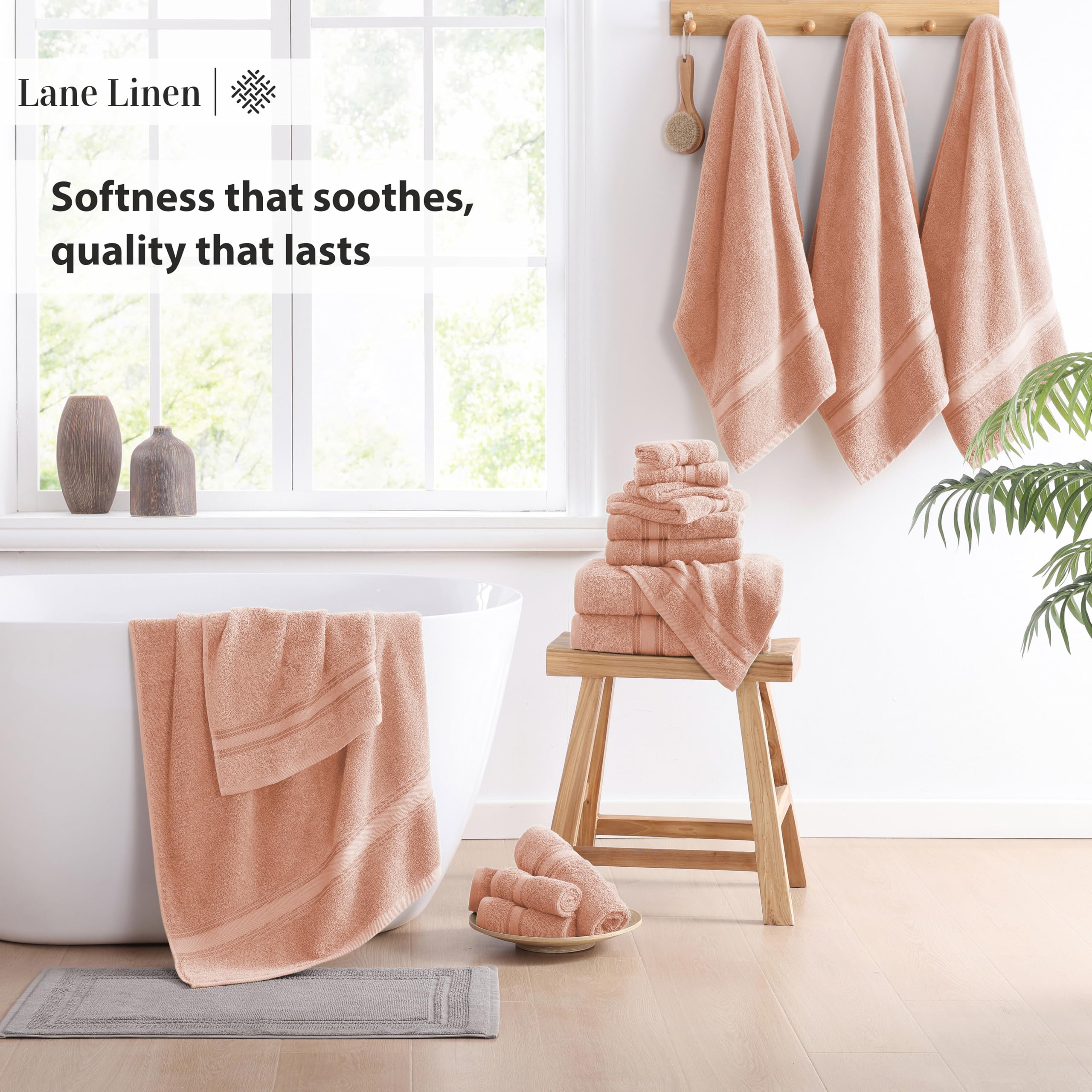 Foto 4 | Juego De Toallas Lane Linen Luxury, 100% Algodón, 18 Piezas, Pearl Blush - Venta Internacional.