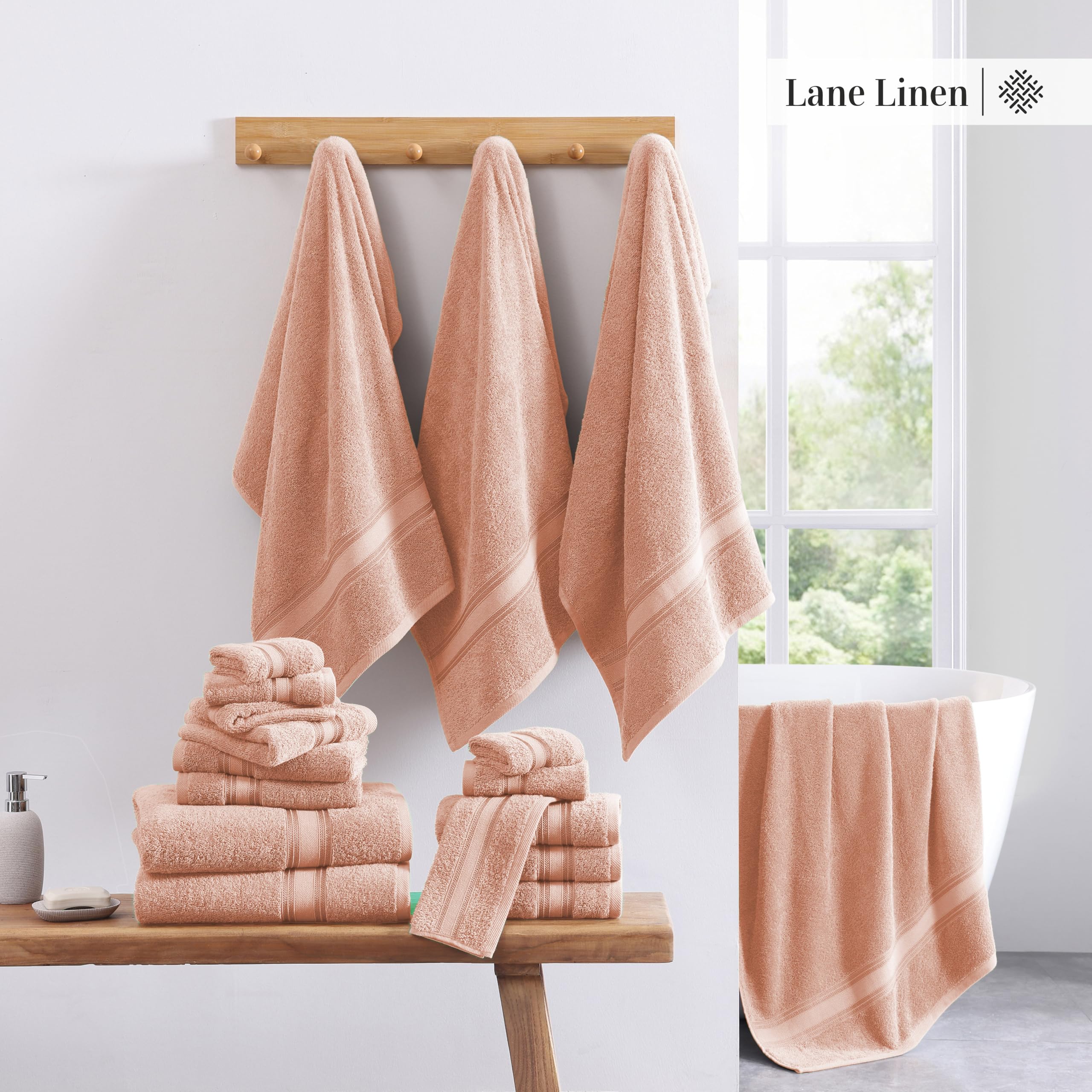 Foto 6 pulgar | Juego De Toallas Lane Linen Luxury, 100% Algodón, 18 Piezas, Pearl Blush - Venta Internacional.