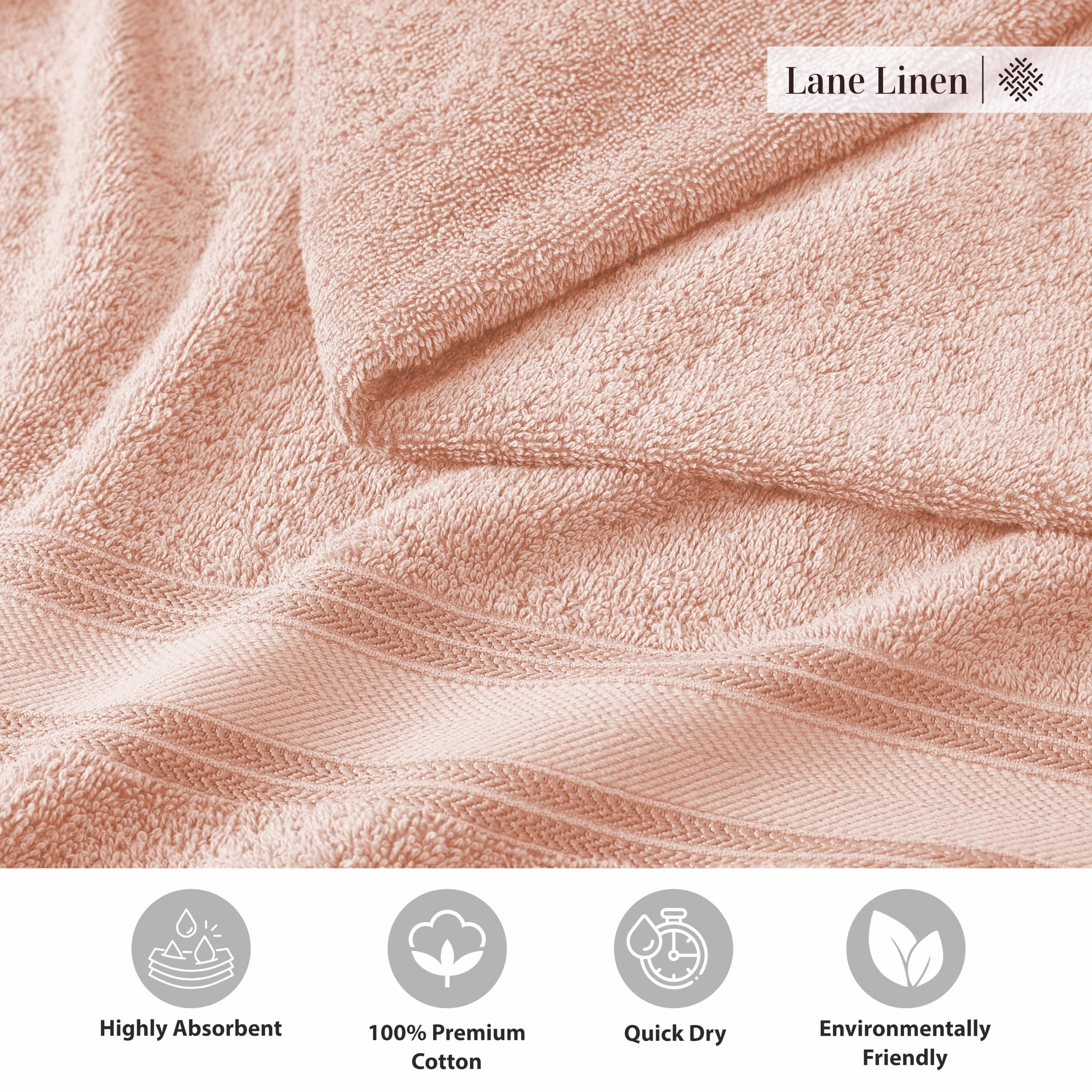 Foto 8 pulgar | Juego De Toallas Lane Linen Luxury, 100% Algodón, 18 Piezas, Pearl Blush - Venta Internacional.