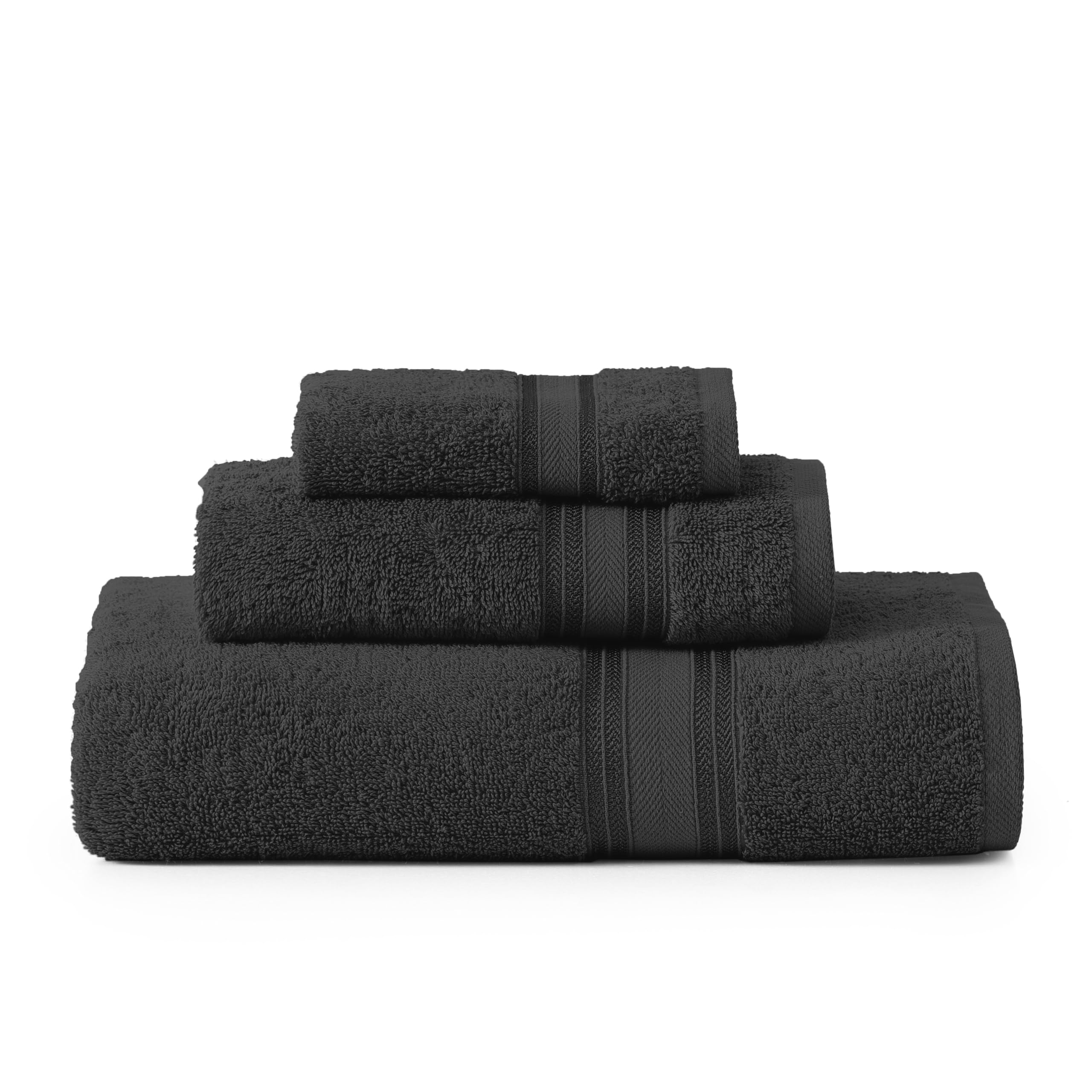 Foto 2 pulgar | Juego de Toallas Lane Linen Luxury Bath 3 Piezas 100% Algodón Negro - Venta Internacional