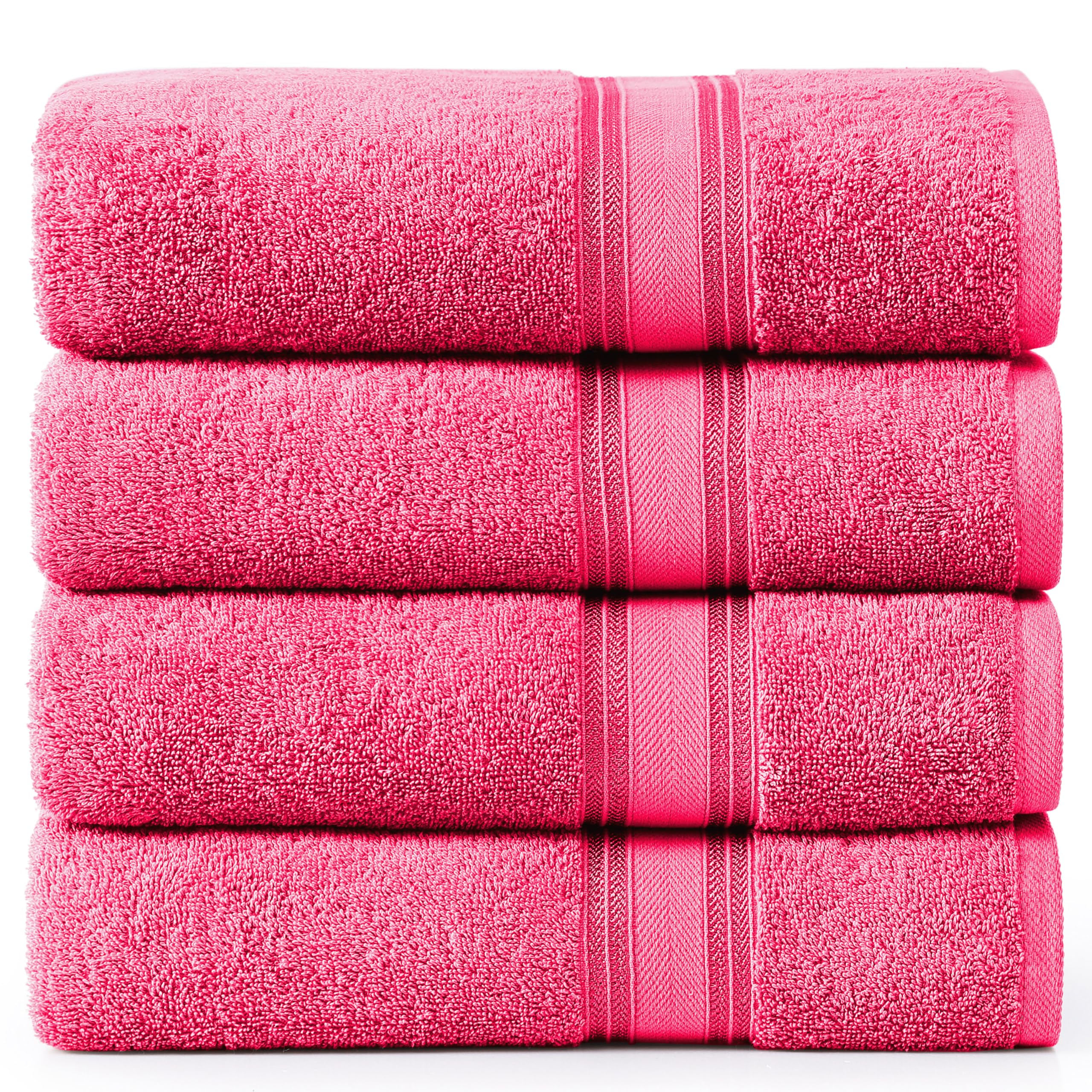 Juego De Toallas De Baño Lane Linen, Tamaño Grande, 100% Algodón, Secado Rápido, Color Rosa - Venta Internacional.