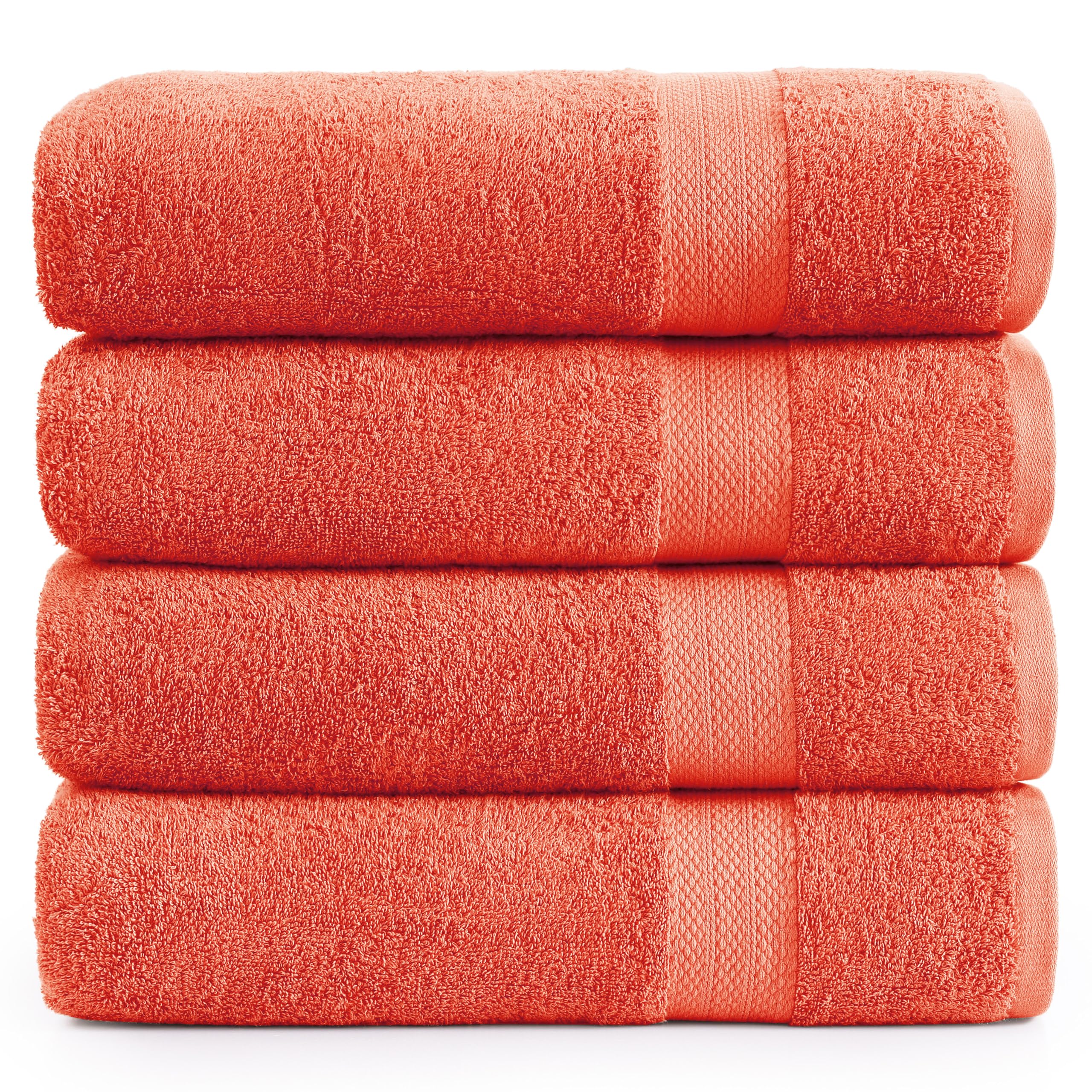 Juego De Toallas De Baño Lane Linen, 100% Algodón, Paquete De 4 Unidades, Living Coral - Venta Internacional.