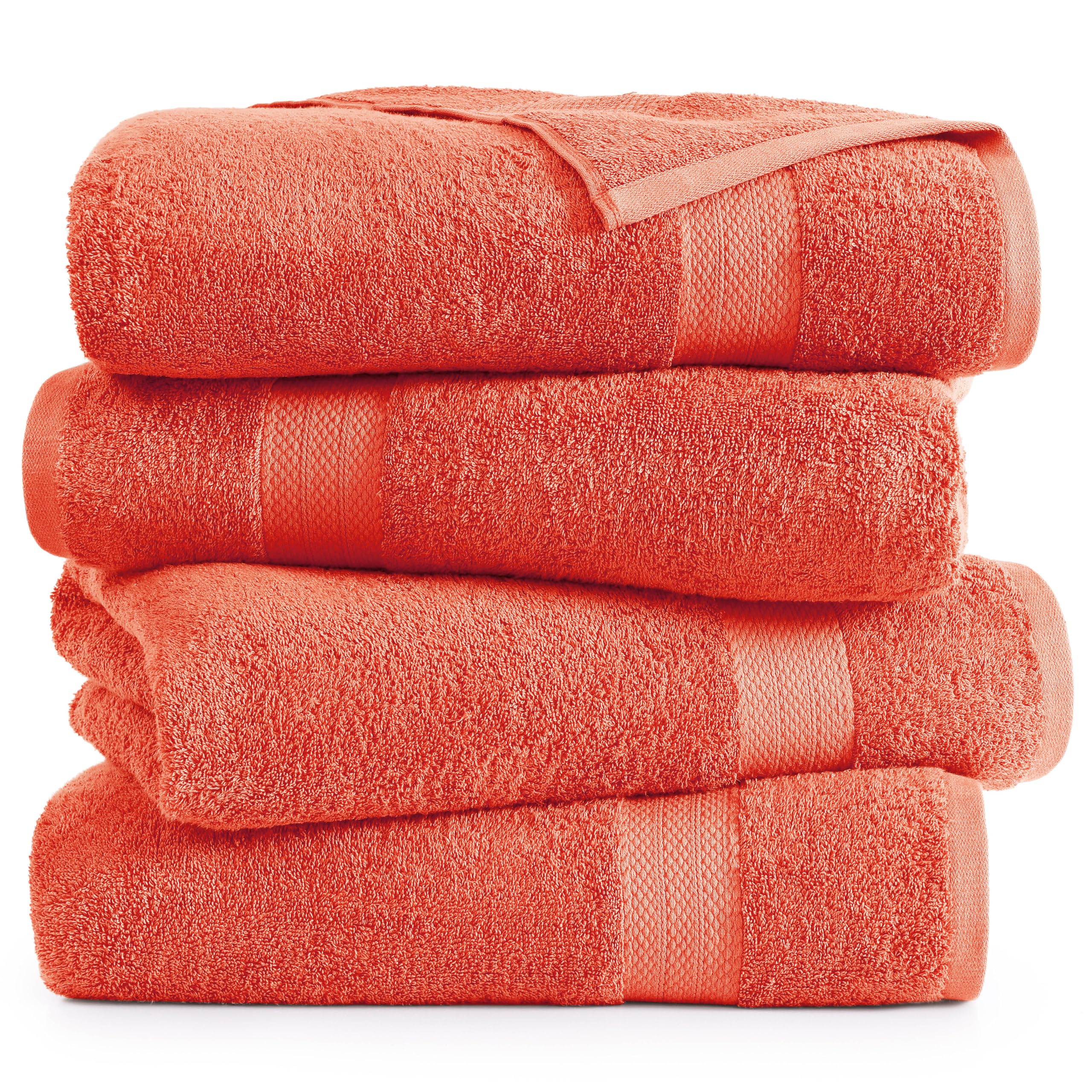 Foto 2 | Juego De Toallas De Baño Lane Linen, 100% Algodón, Paquete De 4 Unidades, Living Coral - Venta Internacional.