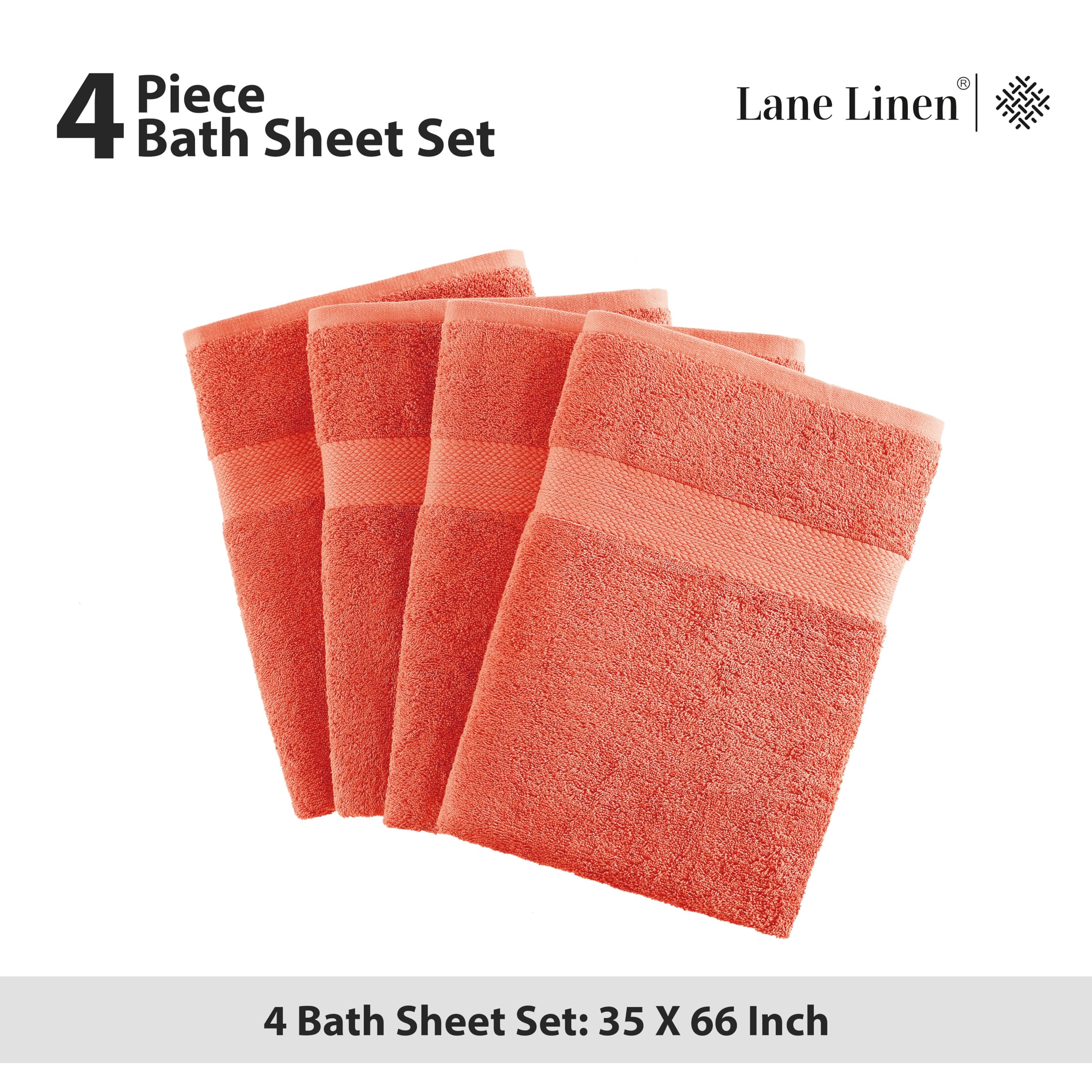 Foto 6 pulgar | Juego De Toallas De Baño Lane Linen, 100% Algodón, Paquete De 4 Unidades, Living Coral - Venta Internacional.