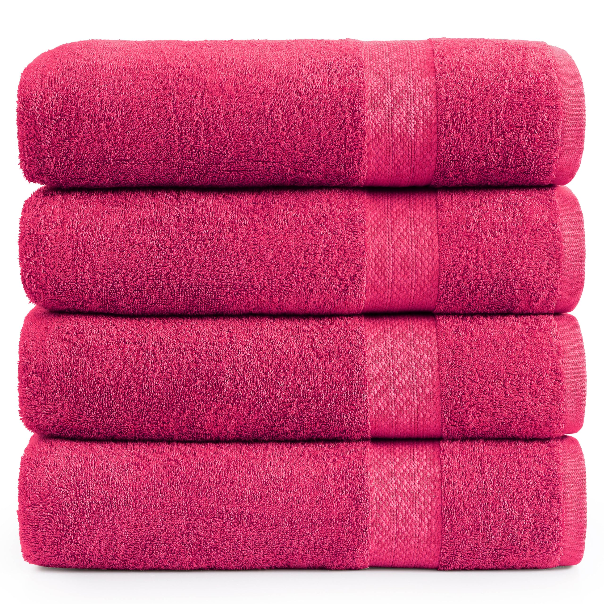 Juego De Toallas De Baño Lane Linen, 100% Algodón, 4 Unidades, 35 X 66 Cm, Fucsia - Venta Internacional.