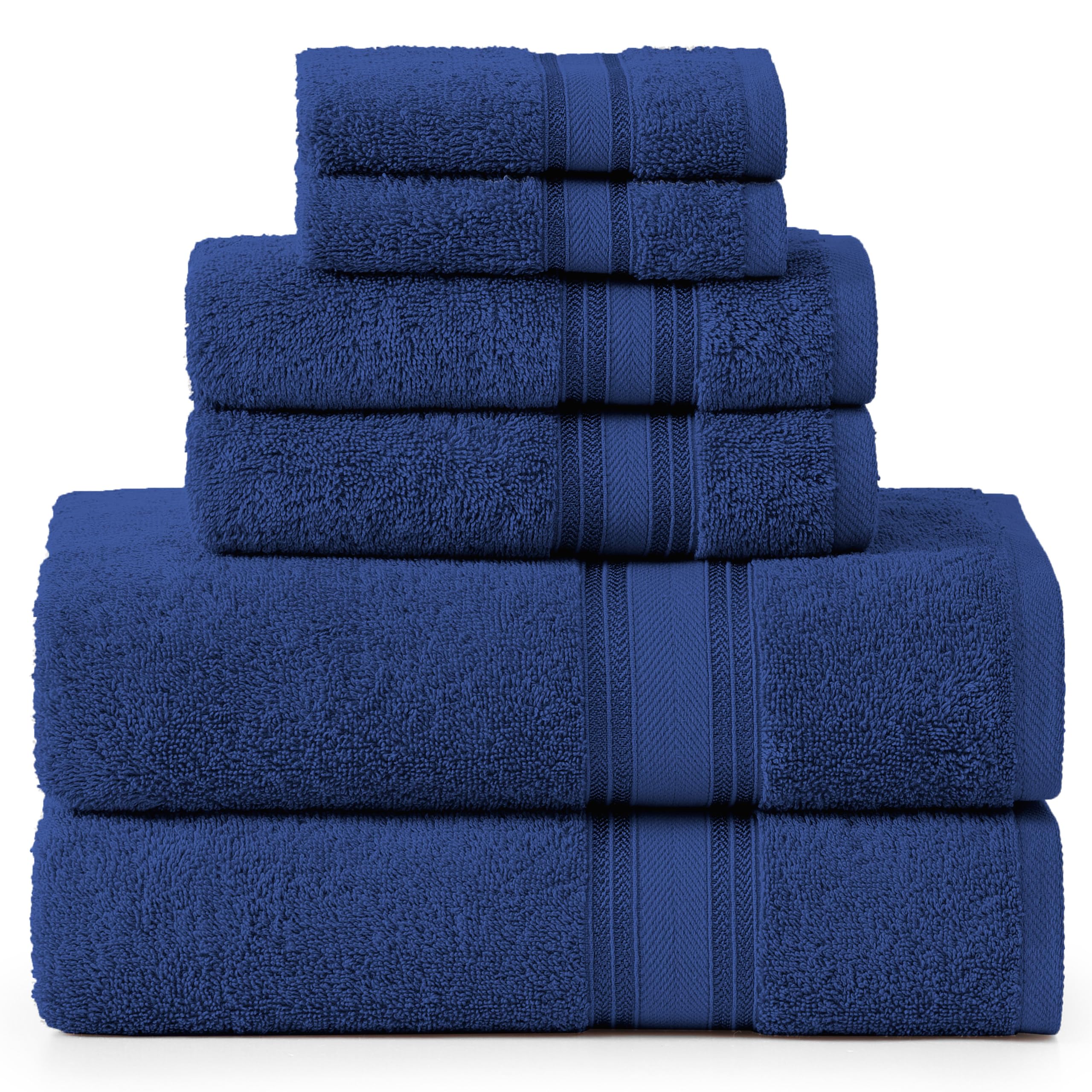 Juego De Toallas De Baño Lane Linen Luxury, 6 Piezas, 100% Algodón, Azul Marino - Venta Internacional.