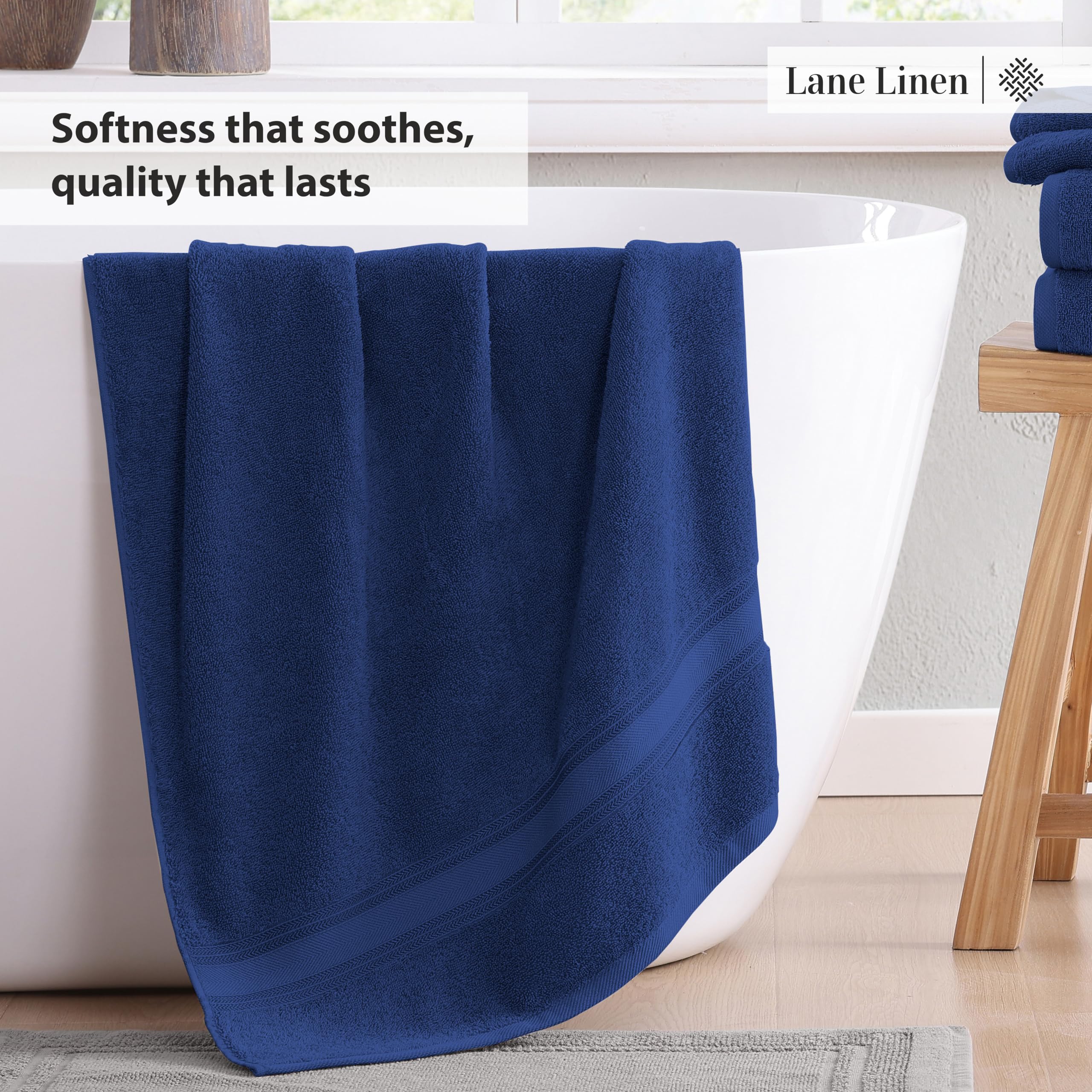 Foto 4 | Juego De Toallas De Baño Lane Linen Luxury, 6 Piezas, 100% Algodón, Azul Marino - Venta Internacional.