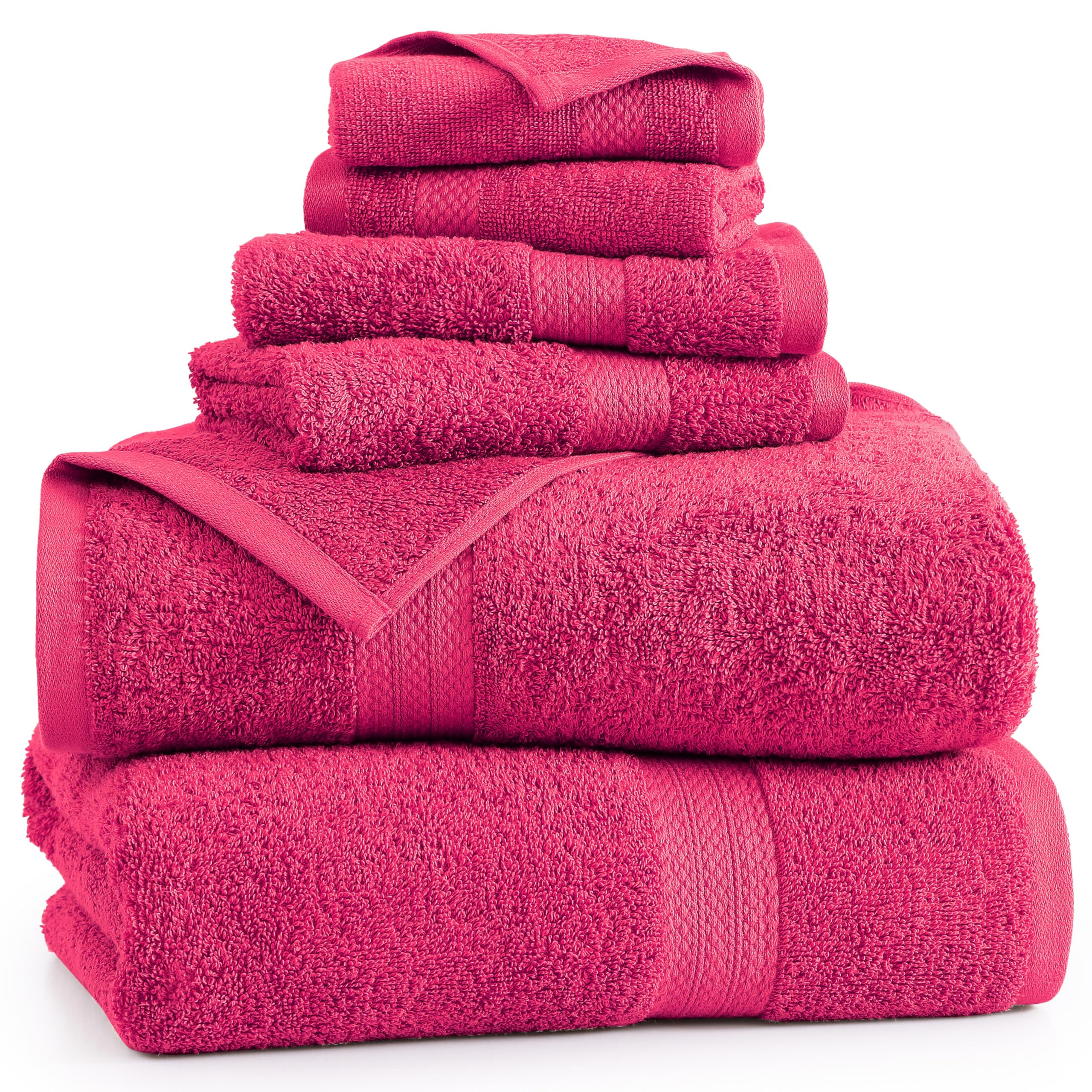 Foto 2 | Juego De Toallas De Baño Lane Linen, 6 Piezas, 100% Algodón Fucsia - Venta Internacional.