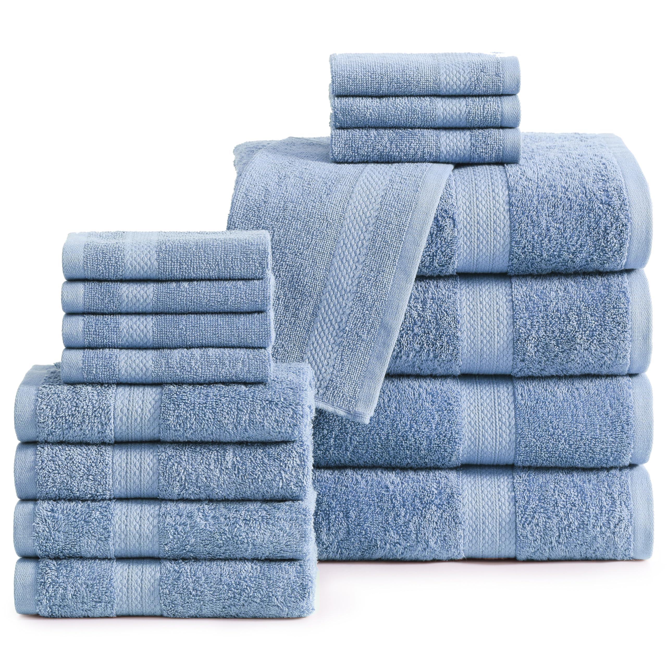 Juego De Toallas De Baño Lane Linen, 100% Algodón, 600 G/m², 16 Piezas, Color Cerúleo - Venta Internacional. $1,320