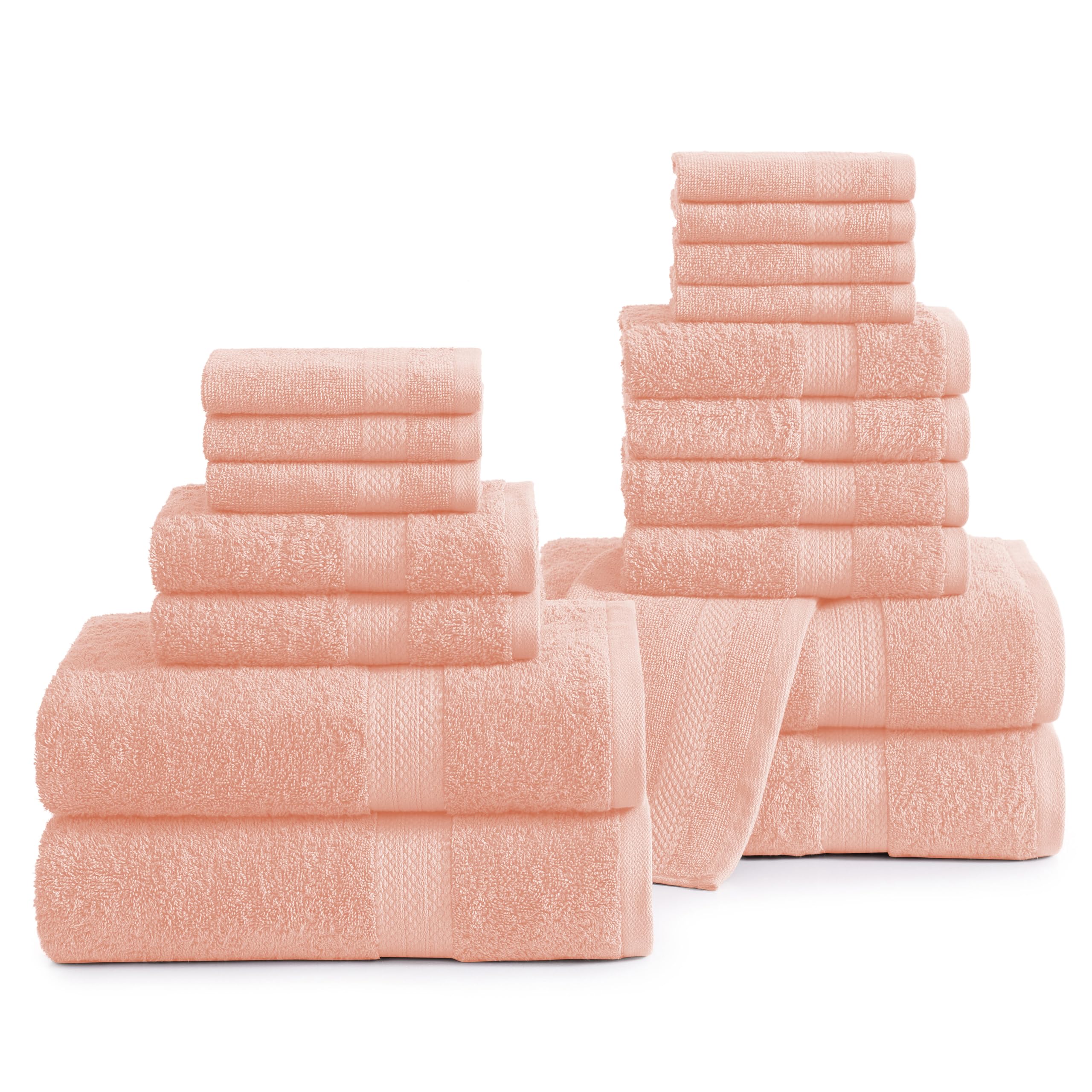 Juego De Toallas De Baño Lane Linen, 18 Unidades, 100% Algodón, 550 G/m², Pearl Blush - Venta Internacional.