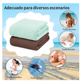 Foto 4 | Toallas de Baño Completo Grande 70×140 cm 2 Piezas Marrón y Verde